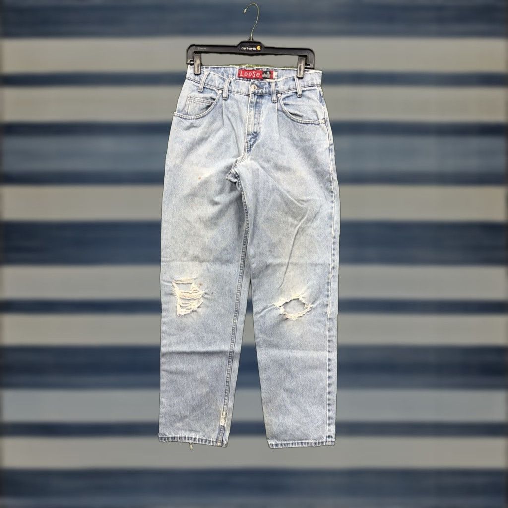 Levi's VINTAGE Levi's SilverTab Baggy Jeans Mens 30x32 Light Wash Denim 90s Relaxed Baggy Straight 5-Pocket Blue Cotton Jeans Mens Levi's Silvertab 90s Theme Size US 30 / EU 46 - 1 Thumbnail