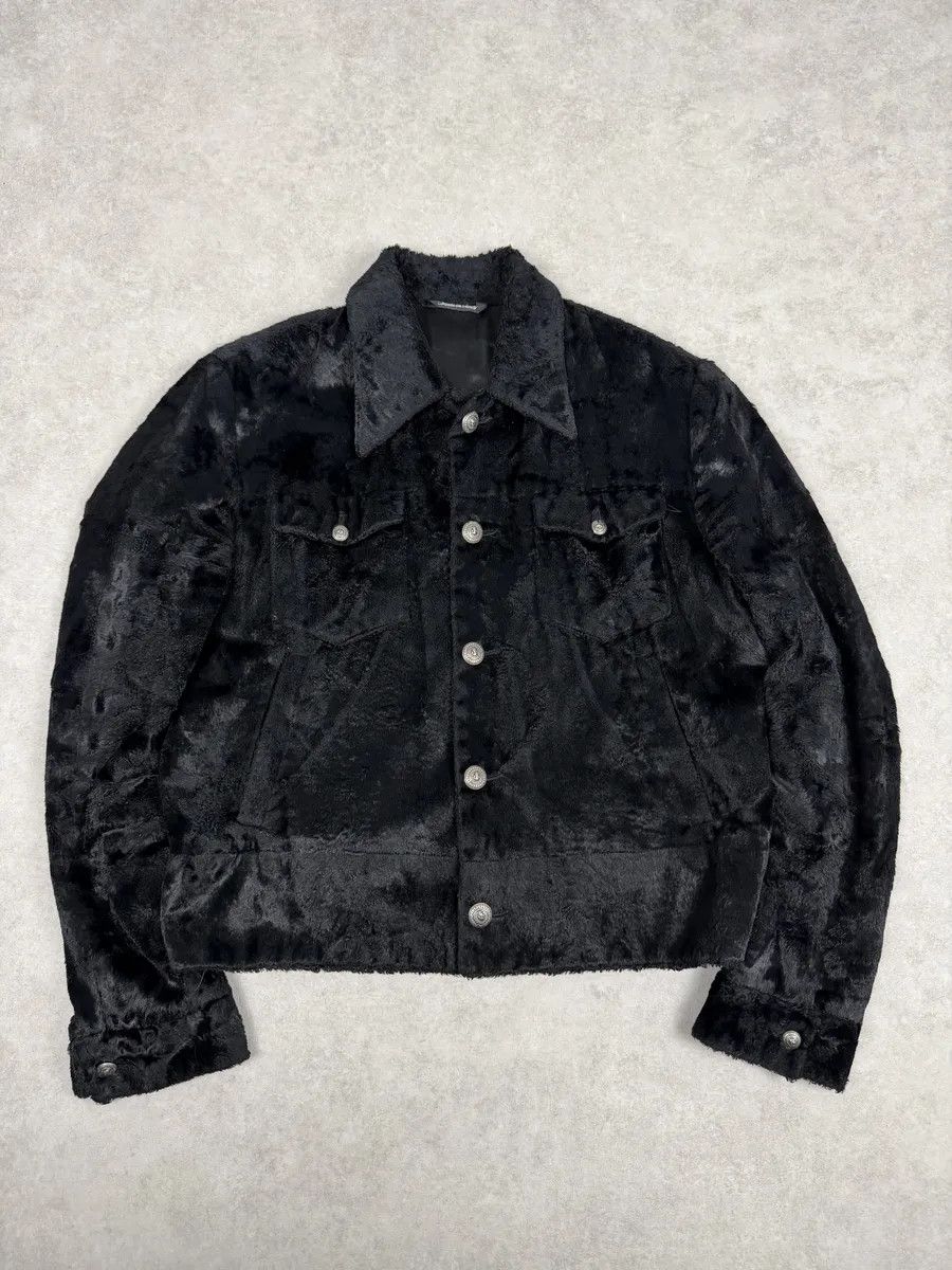 Versace 2000s Versace Faux Fur Black Buttoned Jacket Size US S / EU 44-46 / 1 - 6 Thumbnail