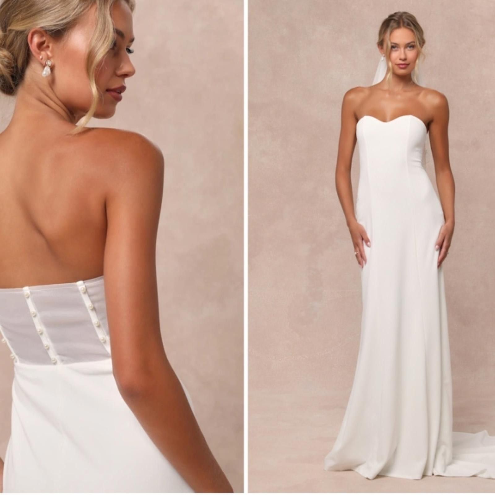 Lulus LULU's Wedding Bridal Elegant Sexy Pearl Bustier Gown Size S / US 4 / IT 40 - 1 Thumbnail
