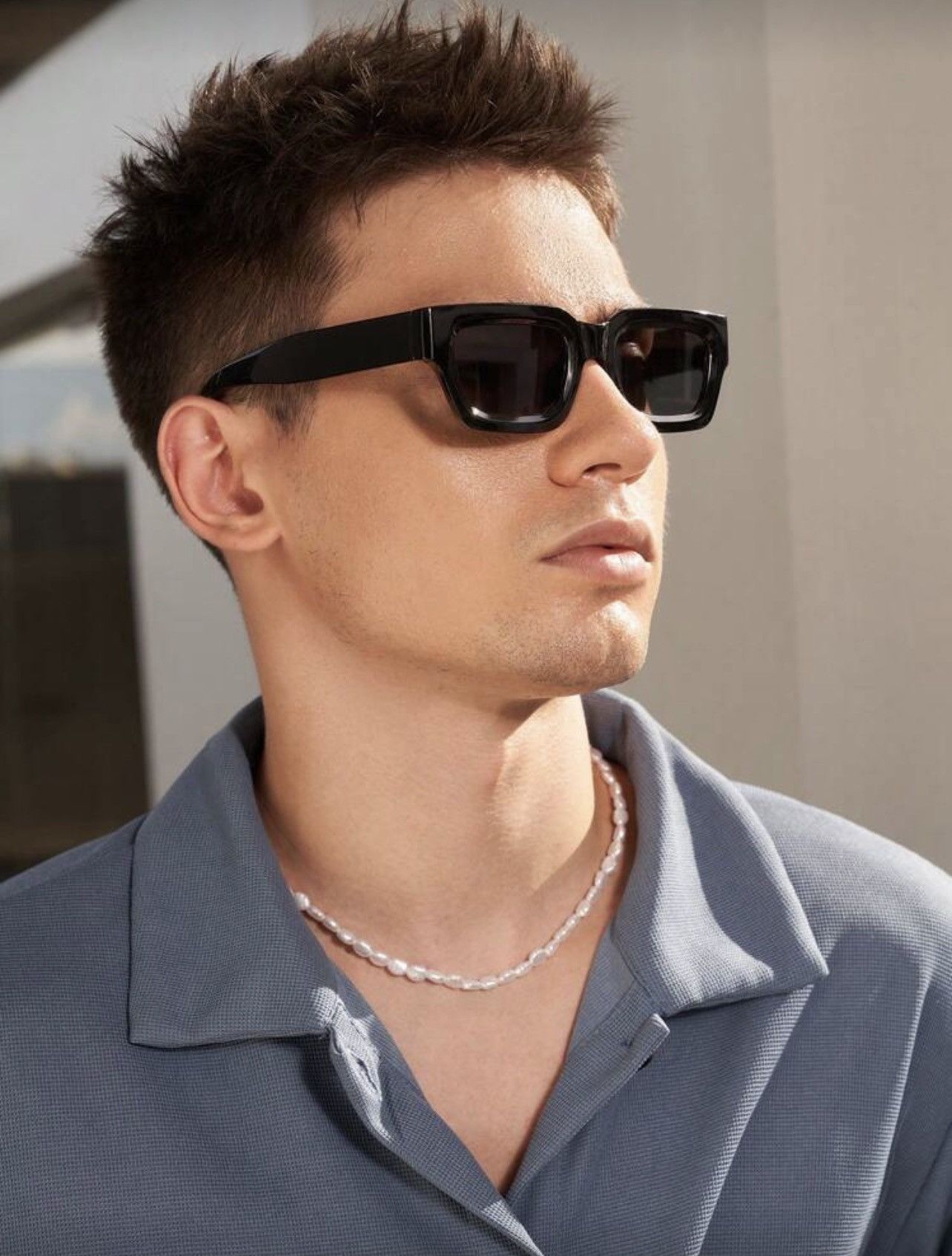 Other Retro Slim Rectangle Sunglasses Black Unisex UV400 Modern Size ONE SIZE - 1 Thumbnail