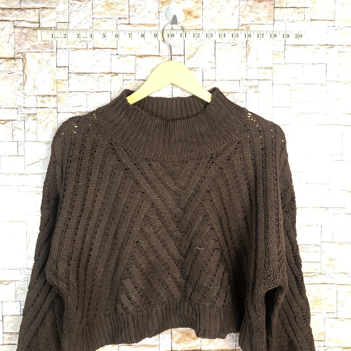 Homespun Knitwear Vanniev Brown Knitwear crop top japan #A476 Size M / US 6-8 / IT 42-44 - 2 Thumbnail