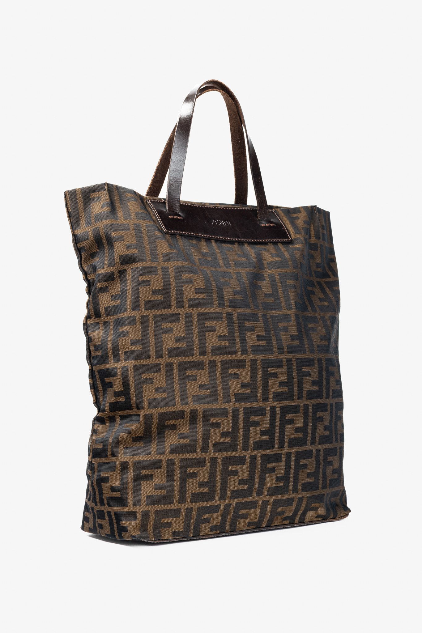 Fendi Fendi Brown Zucca Canvas Leather-Trim Snap-Closure Tote Size ONE SIZE - 2 Thumbnail
