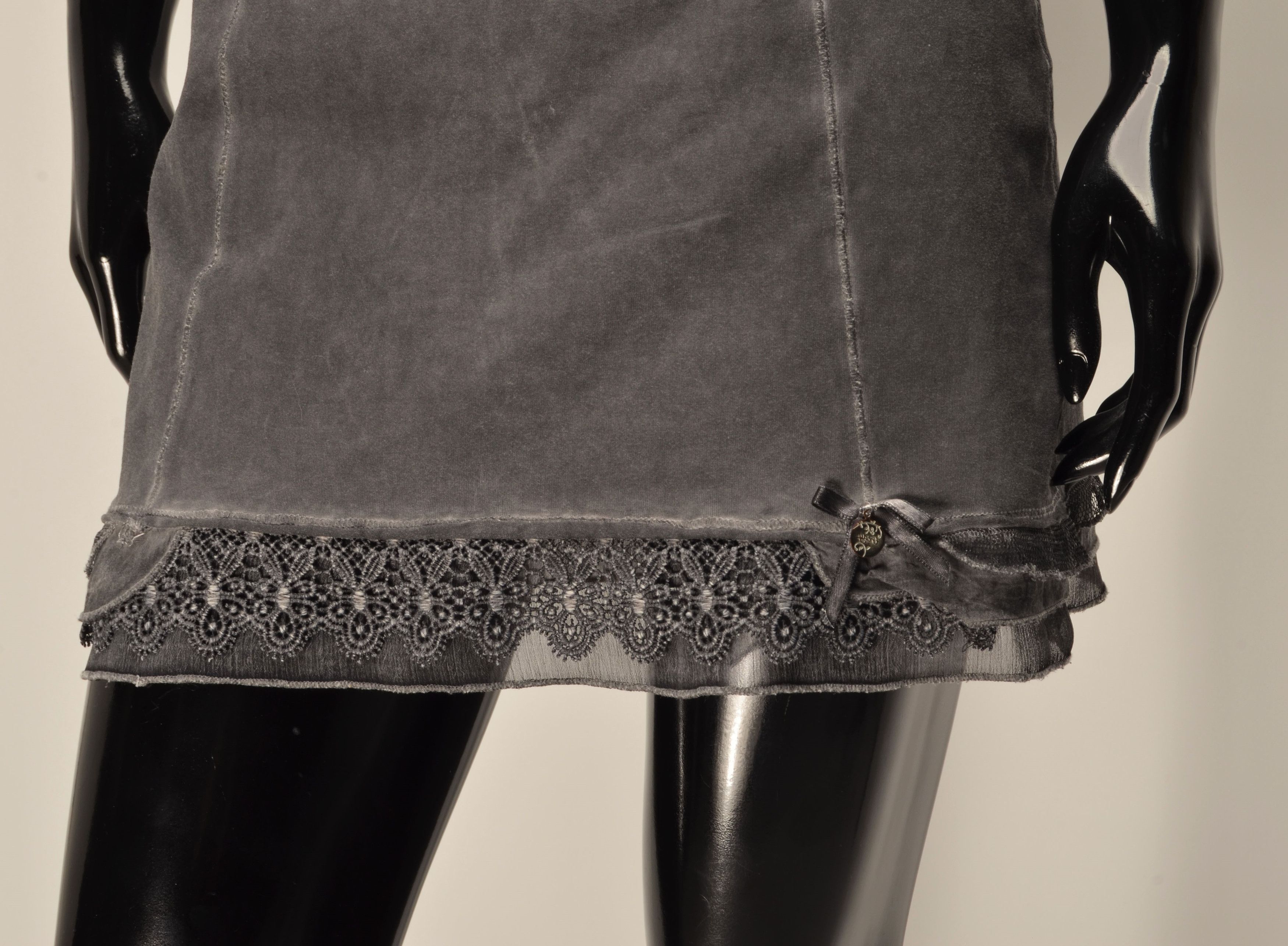 Designer × Vintage Vintage Tredy Y2K Fairy Cottage Gray Mini Skirt Size 25" / US 0 / IT 36 - 3 Thumbnail