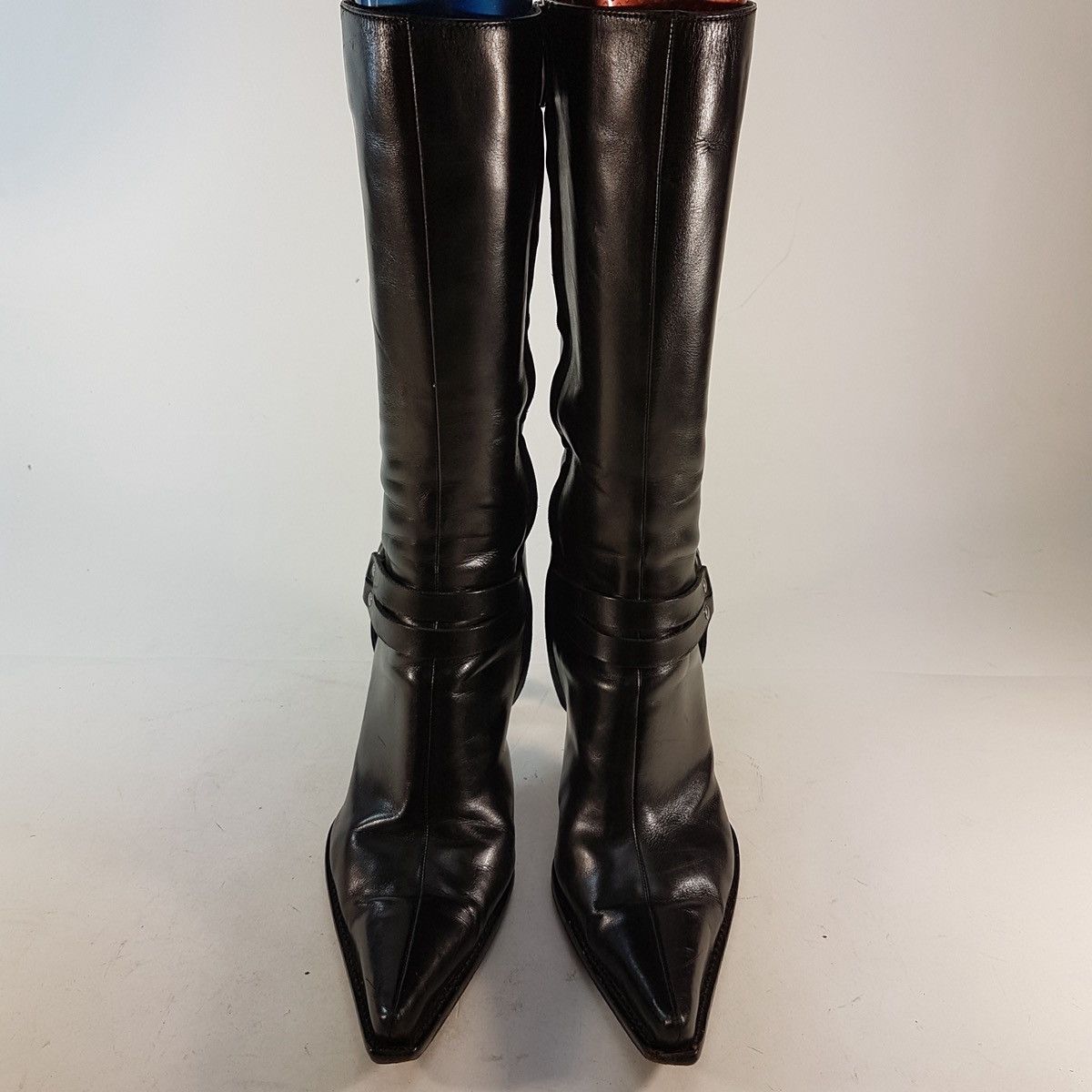 Sergio Rossi Vintage black knee-high leather heeled boots Size US 6 / IT 36 - 4 Thumbnail
