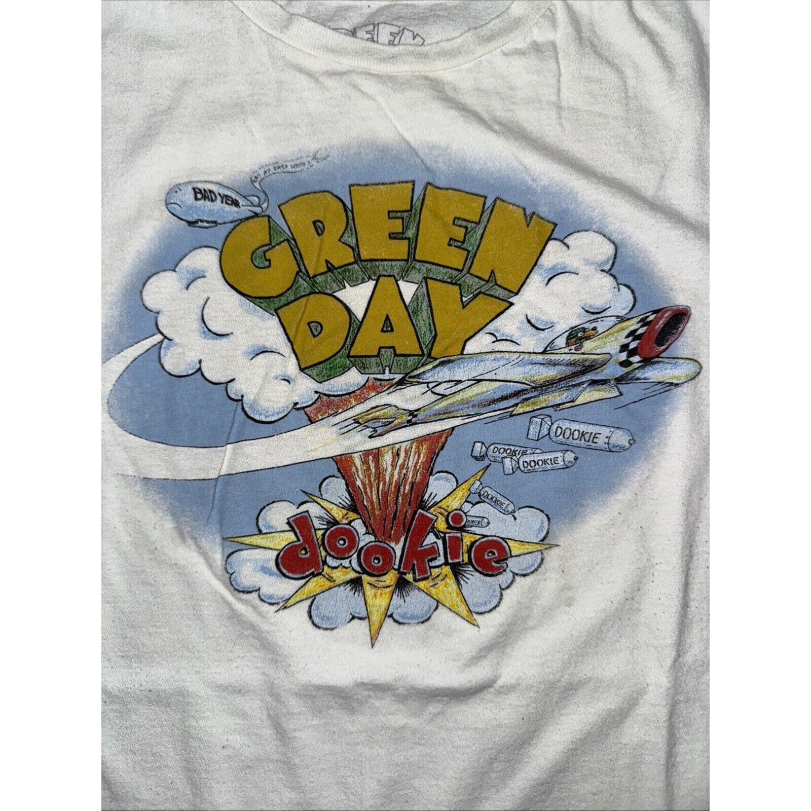 Band Tees × Rap Tees × Vintage Green Day Dookie Band Tee T-Shirt White Med 19x24 Size US S / EU 44-46 / 1 - 2 Thumbnail