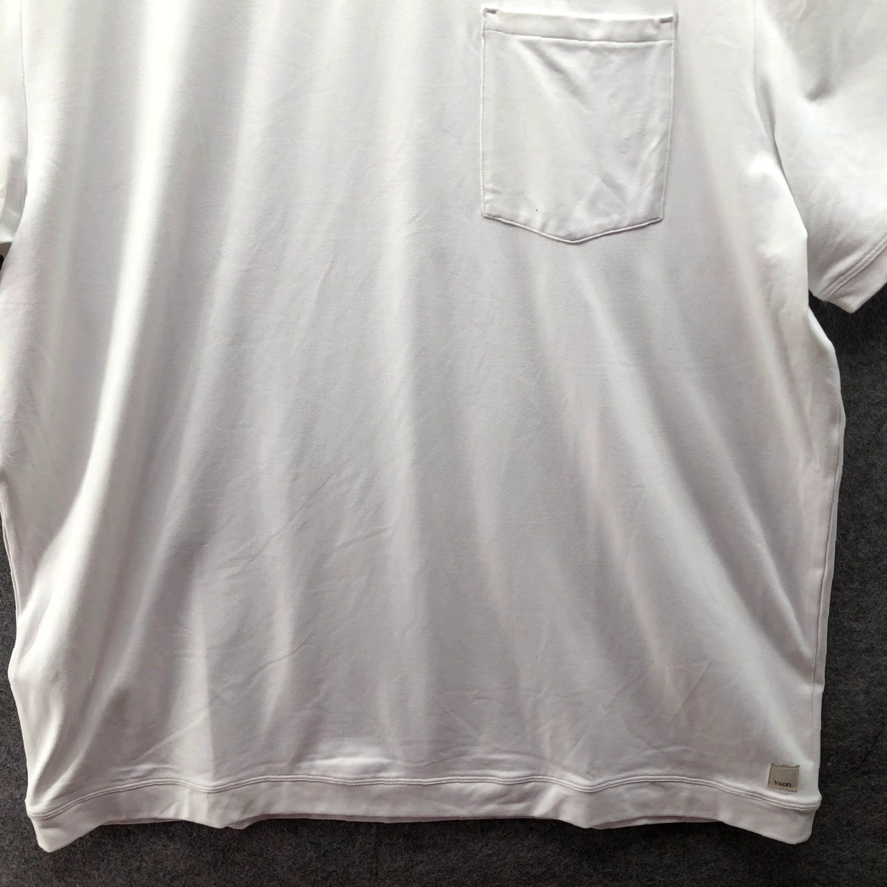 Vuori Vuori Strato Tech Polo Mens XL White Short Sleeve Barbells Graphic Shirt Active Size US XL / EU 56 / 4 - 7 Thumbnail