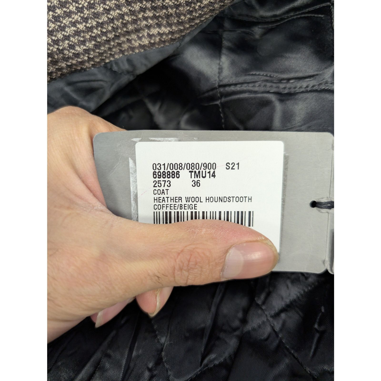 Balenciaga o1rshd1 CCRAB Heather Wool Houndstooth Coat in Coffee/Beige Size XS / US 0-2 / IT 36-38 - 23 Thumbnail