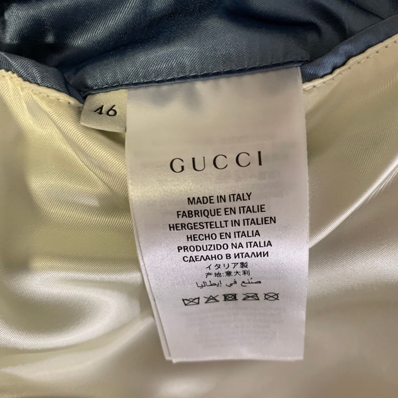 Gucci GUCCI Size 36 Blue Metallic Stripe Leather Bomber Jacket Size L / US 10 / IT 46 - 10 Thumbnail
