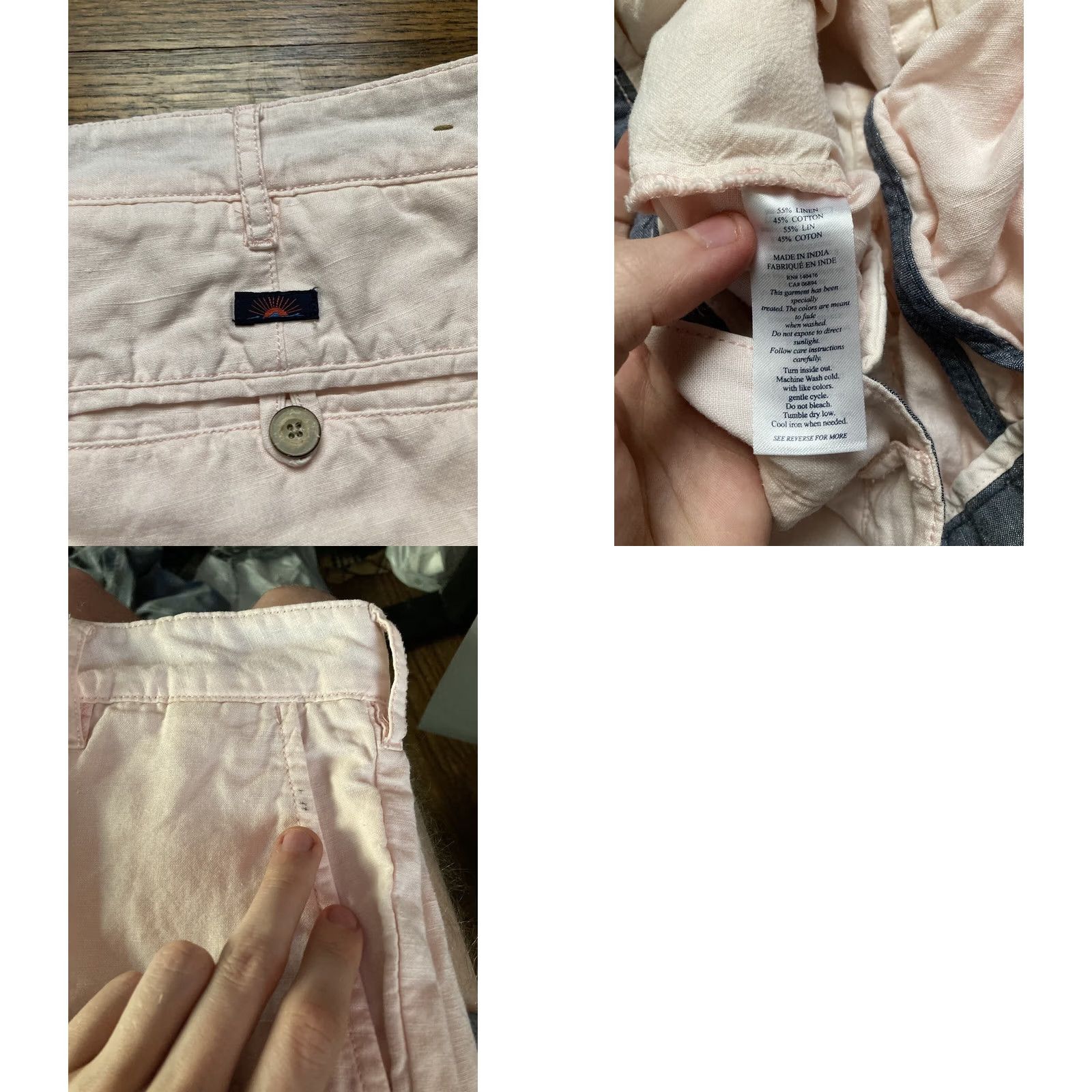 Faherty Faherty Chino Shorts Mens Size 36 Pink Linen Blend Beach Slash Pockets Size US 36 / EU 52 - 8 Thumbnail