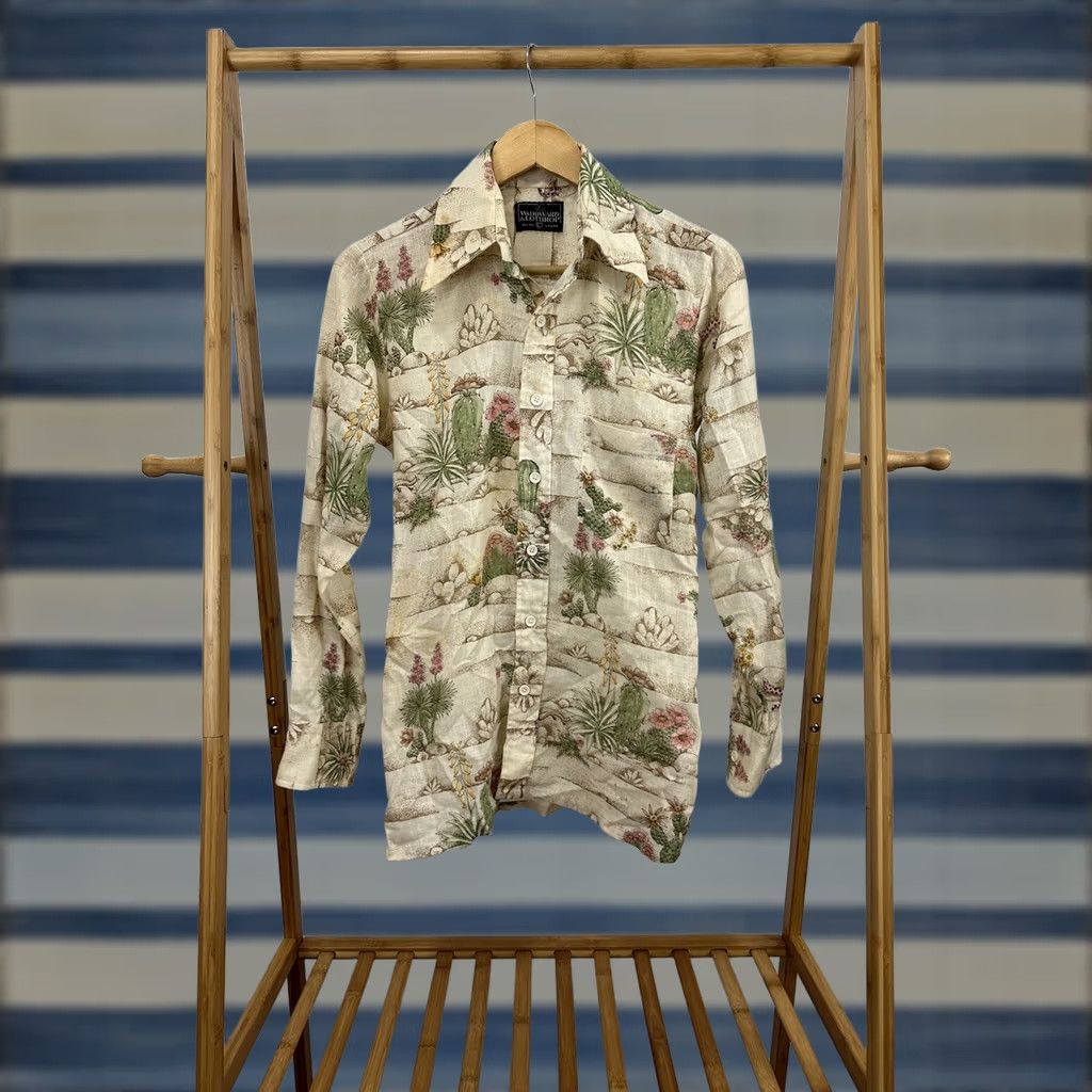 Vintage VTG 70s Soodward & Lothrop Men's Desert Flower AOP Button-Up Shirt S Beige Short Sleeve? Size US S / EU 44-46 / 1 - 1 Thumbnail