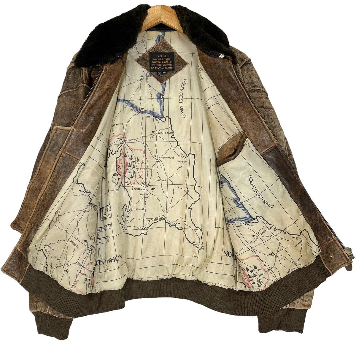 Vintage Vintage Military USAF US Army Bomber Flight Leather Jacket Size US XL / EU 56 / 4 - 8 Thumbnail