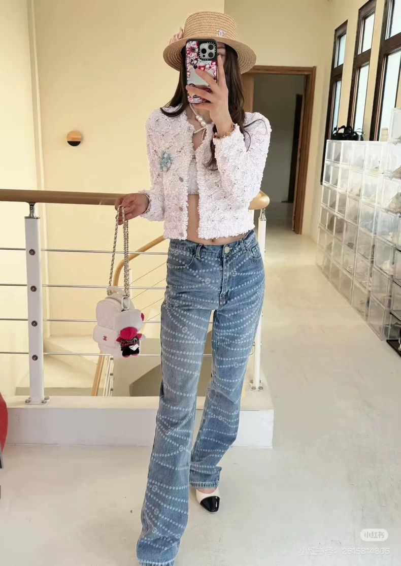 Chanel Chanel 25P light blue pearl straight jeans Size 24" / US 00 / IT 34 - 7 Thumbnail
