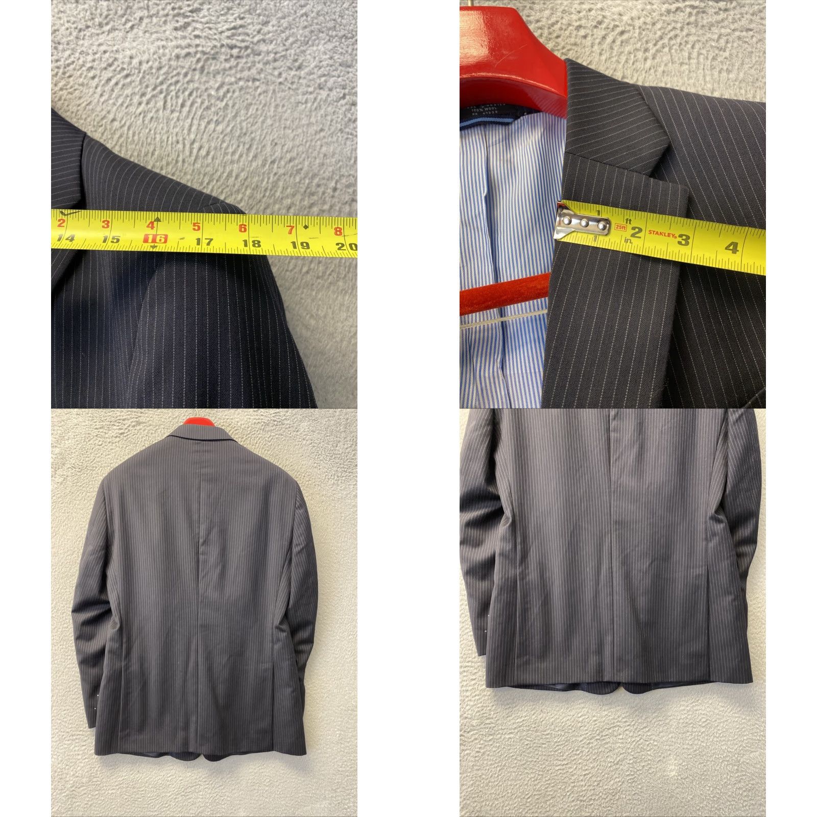 Tommy Hilfiger Tommy Hilfiger Mens Blazer Jacket Navy Striped 42R Two-Button Notch Lapel Single Breasted Regular Front Coat/129-13 Size 42R - 8 Thumbnail