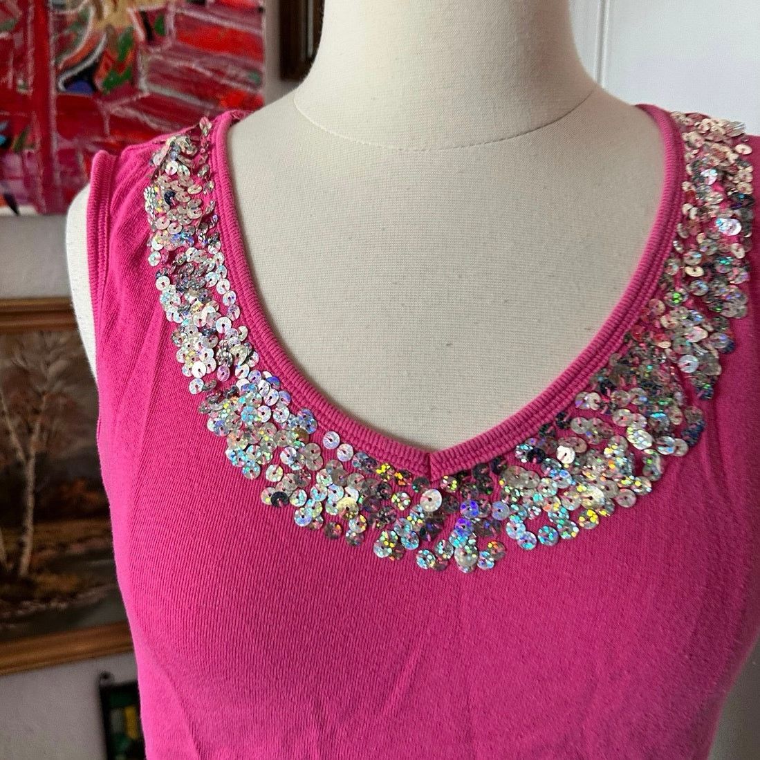 Other no brand pink sequin tank top Size XL / US 12-14 / IT 48-50 - 2 Thumbnail