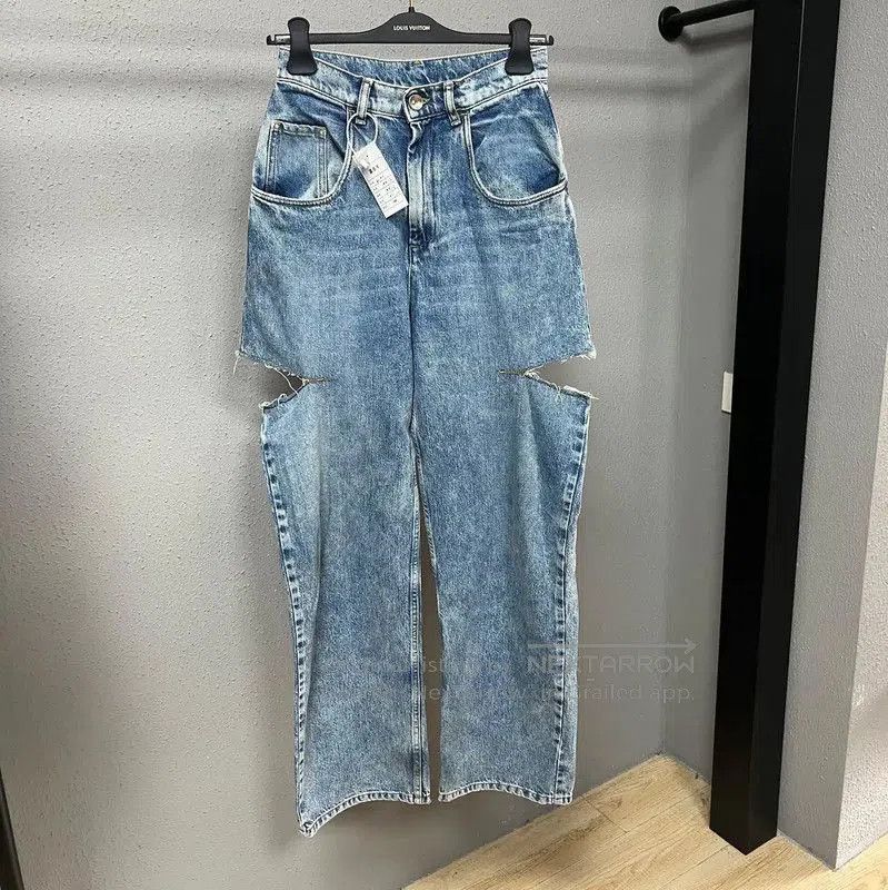 Maison Margiela Maison Margiela Blue Cutout Denim Pants . Size 29" - 1 Thumbnail