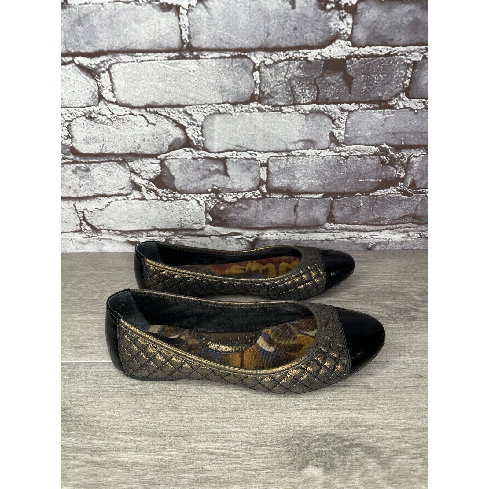 Born BORN Riley Black Bronze Quilted Metallic Patent Leather Ball Size US 7 / IT 37 - 16 Thumbnail