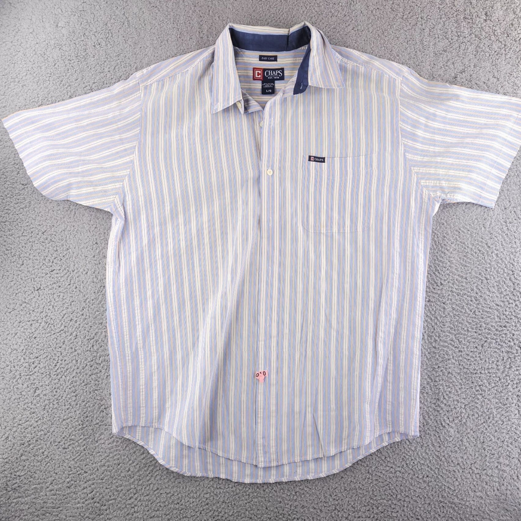 Chaps Chaps Shirt Mens XL Blue Short Sleeve Button Up Casual Stripe Size US XL / EU 56 / 4 - 2 Thumbnail