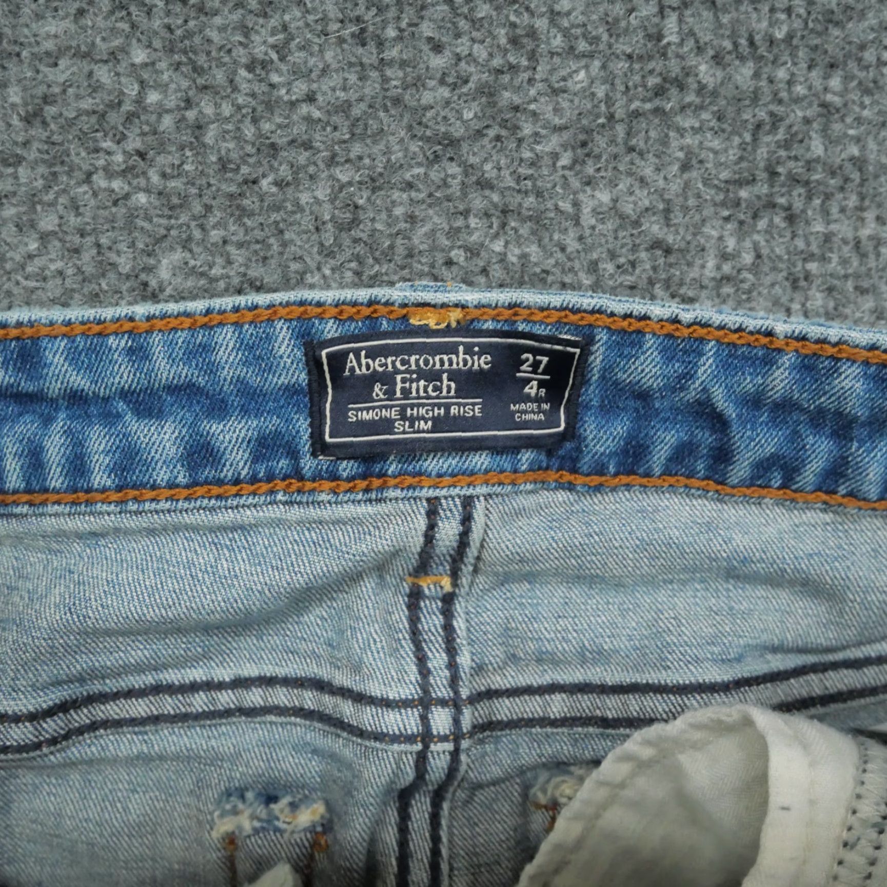 Abercrombie & Fitch Abercrombie & Fitch Jeans Womens 27 High Rise Slim Distressed Crop Blue Cotton Blend Denim Pockets Stretch 4R Regular Skinny Size 27" / US 4 / IT 40 - 7 Thumbnail