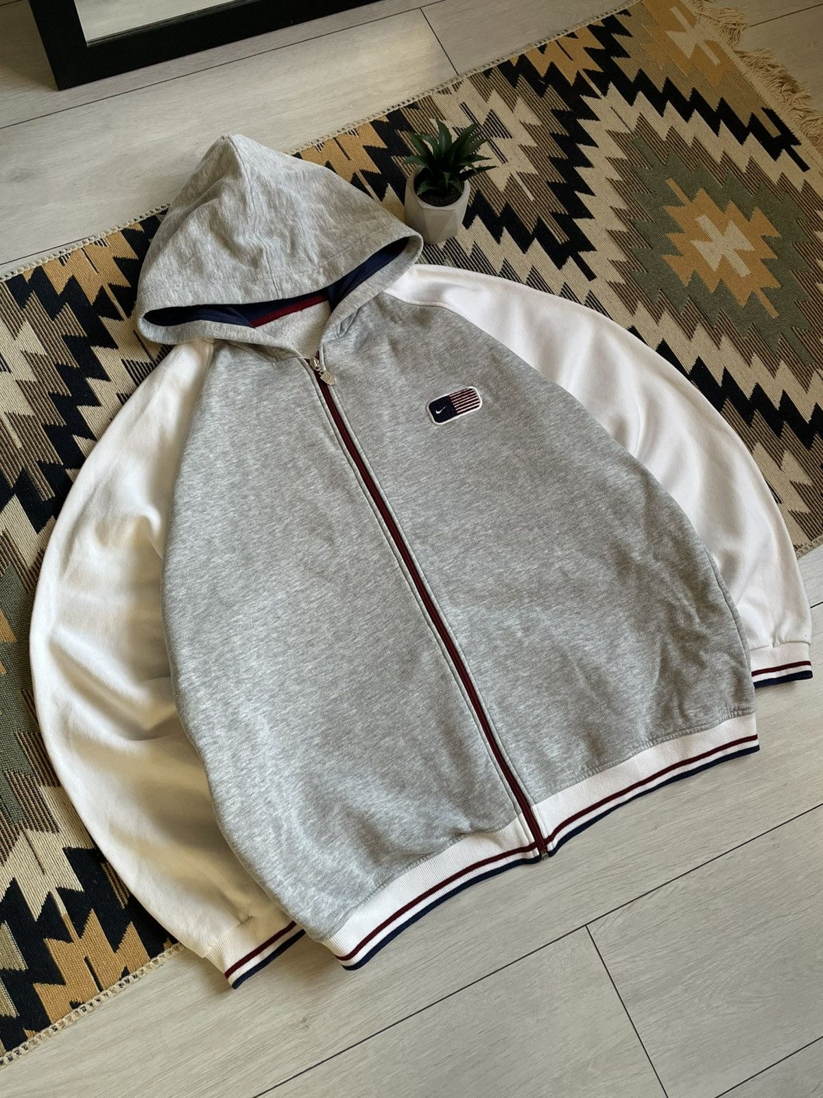 Vintage Vintage Nike USA Big Logo Y2K Baggy Zip-hoodie Size US XL / EU 56 / 4 - 3 Thumbnail