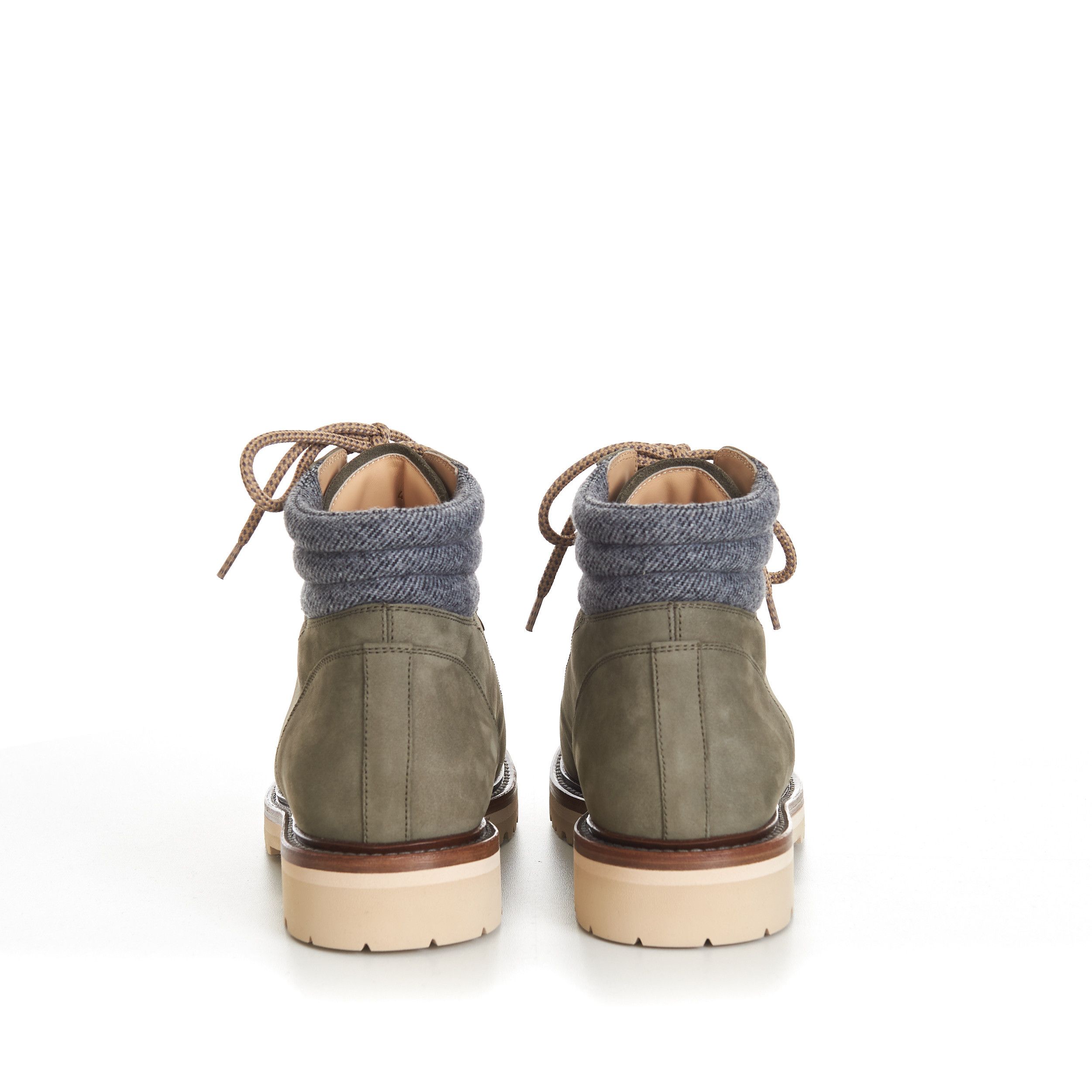 Brunello Cucinelli Nubuck Mountain-Style Boots With Wool Diagonal Insert Size US 7.5 / EU 40-41 - 6 Thumbnail