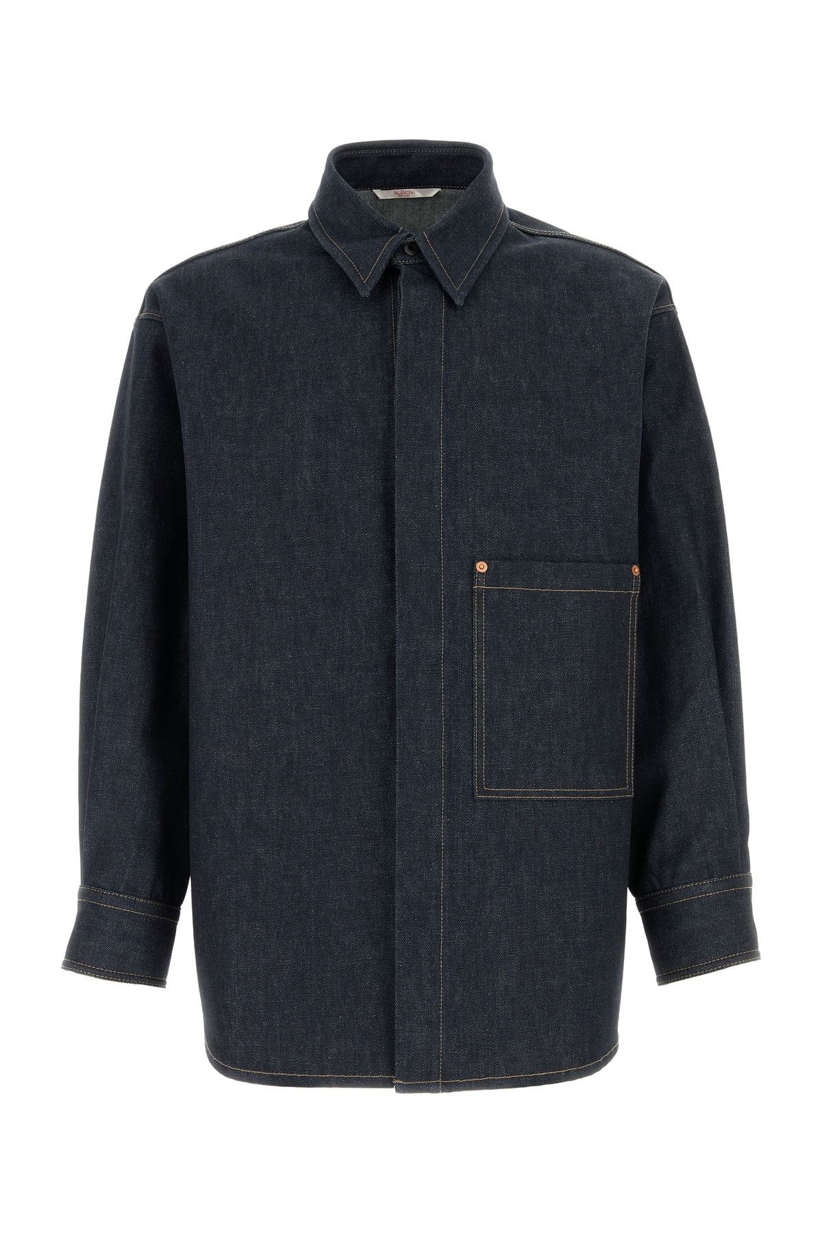 Valentino Dark Blue Denim Oversize Shirt Size US M / EU 48-50 / 2 - 1 Thumbnail