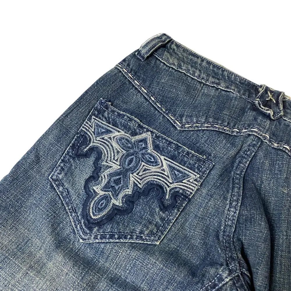 If Six Was Nine 2000's Antik Flared Seawash Tribal Bootcut Jeans Size US 29 - 15 Thumbnail