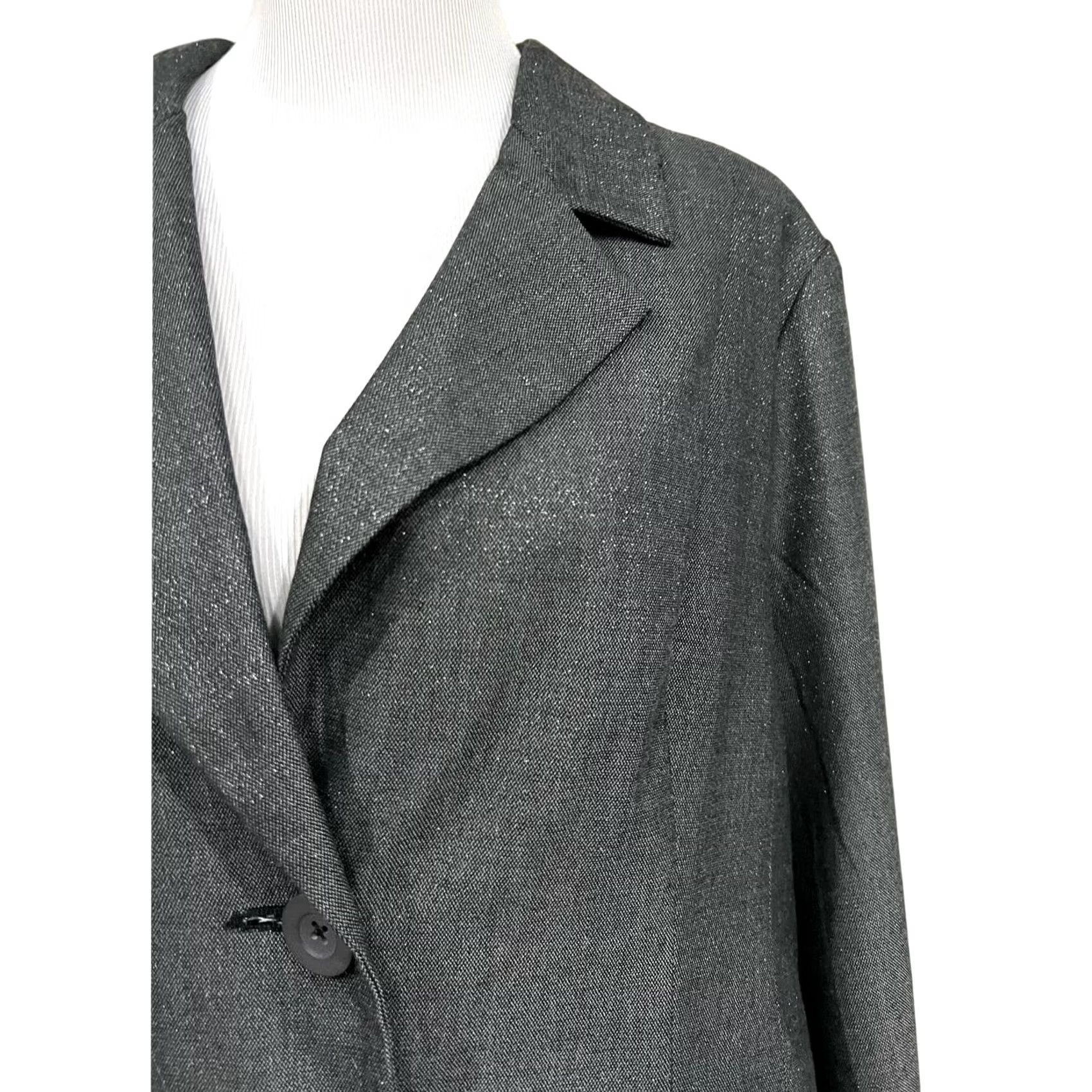 Vintage Robert Louis Women's Blazer Jacket Gray Metallic Sparkle Sheen Two-Button 18W Jacket Womens Plus 18W Gray Metallic Sparkle Sheen Blazer Size XXL / US 16-18 / IT 52-54 - 2 Thumbnail