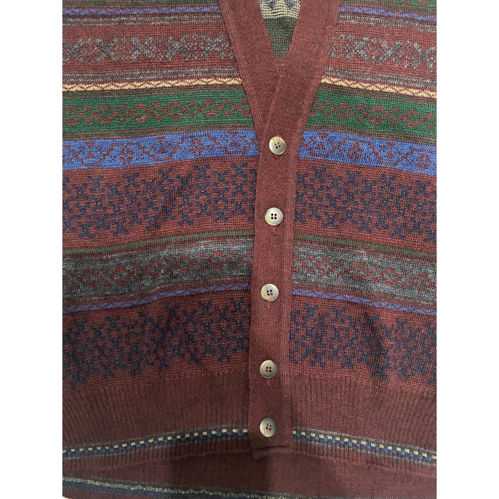 Murano Vtg Murano Button Sweater Vest X-Large Plaid Wool Blend Gree Size US XL / EU 56 / 4 - 4 Thumbnail