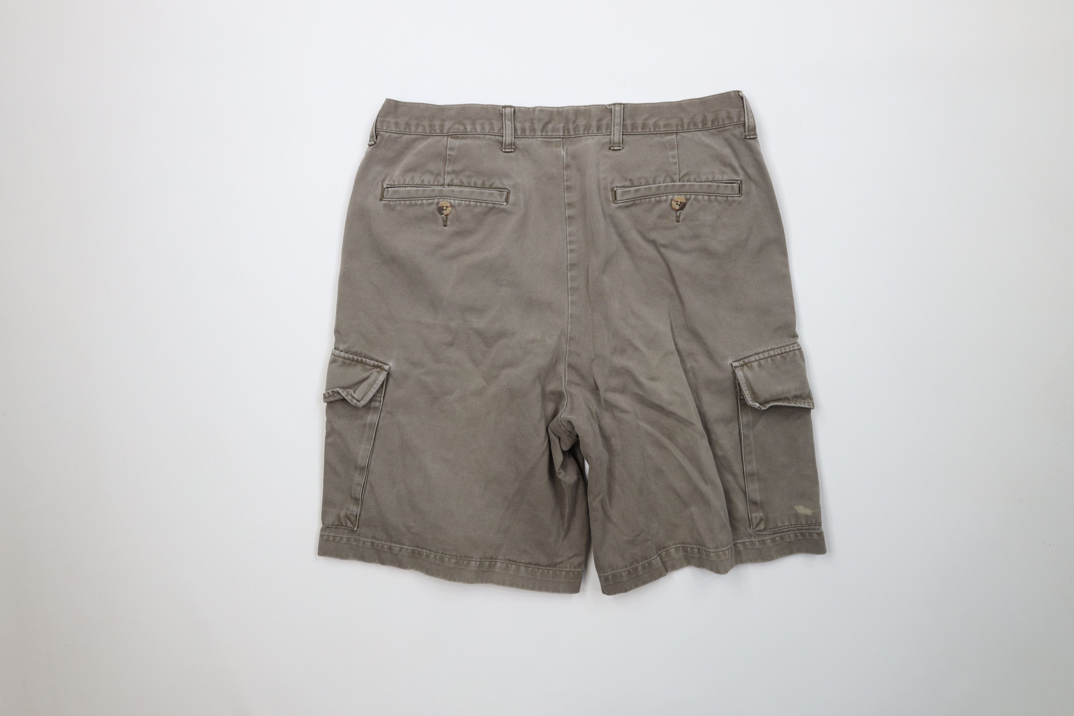 Eddie Bauer Vintage 90s Eddie Bauer Distressed Cargo Shorts Green Cotton Size US 36 / EU 52 - 9 Thumbnail