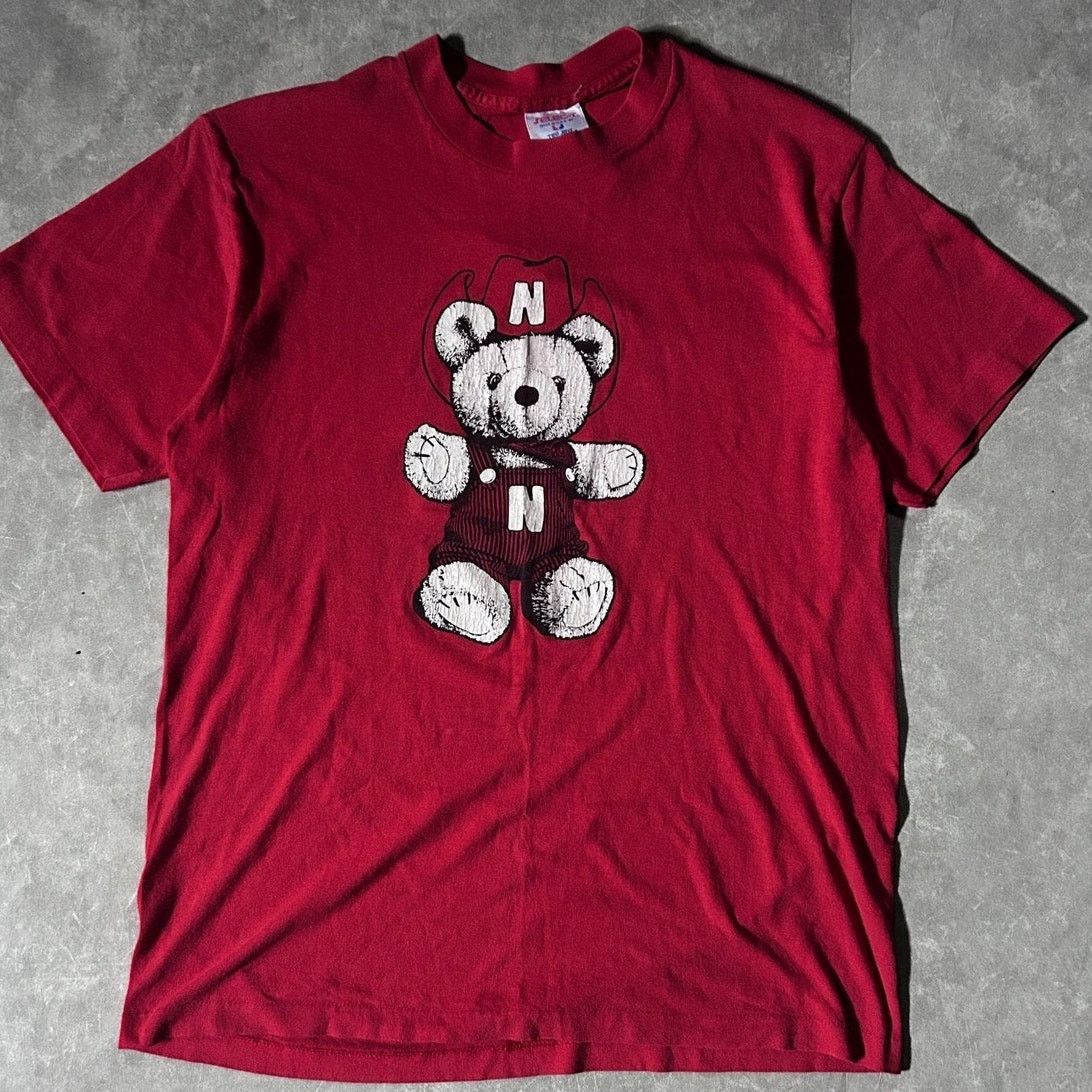 TEE JAYS 2000s Vintage Nebraska Cornhuskers Teddy Bear Red T-Shirt -L Size US L / EU 52-54 / 3 - 1 Thumbnail