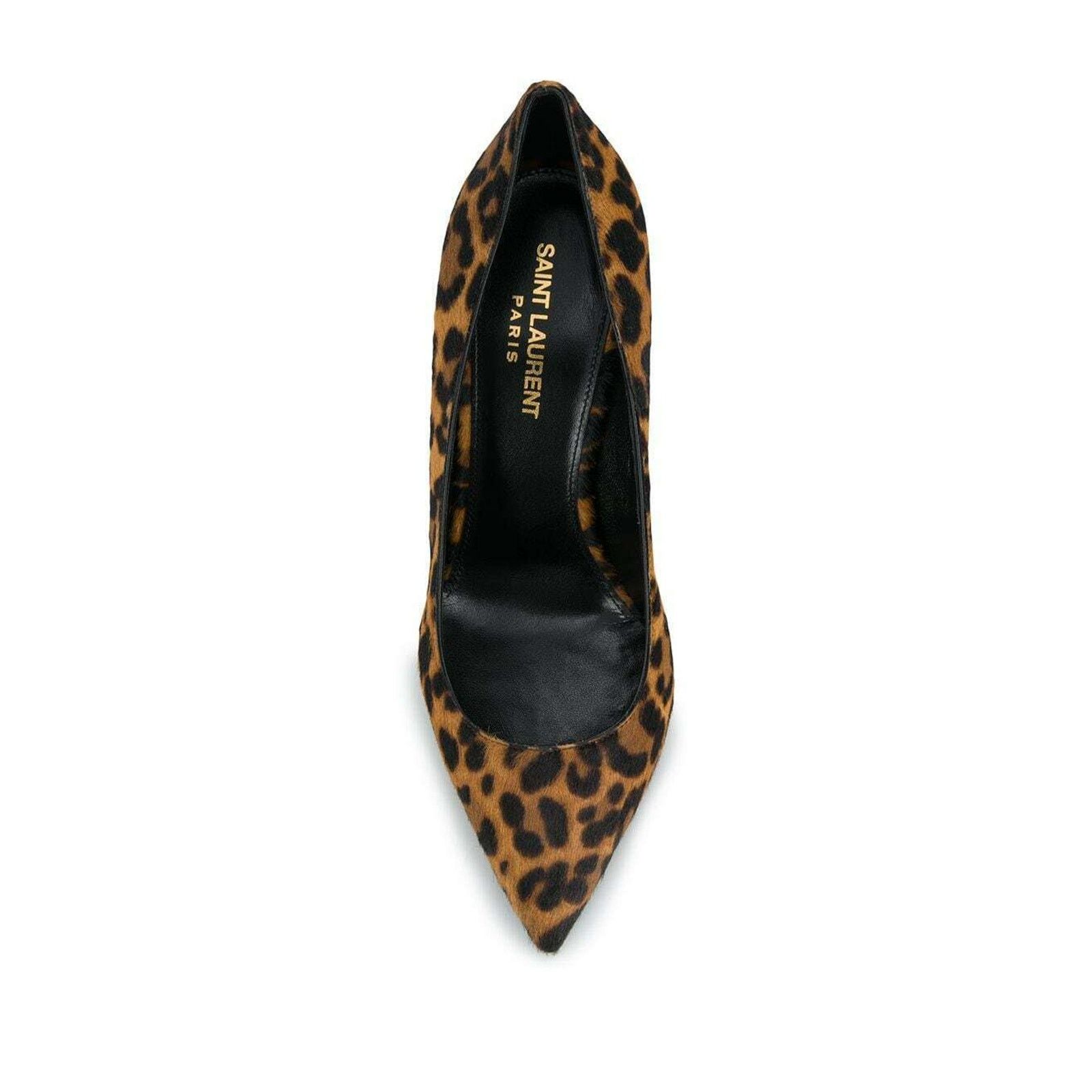 Yves Saint Laurent YSL Logo Opyum Opium 110 Black Brown Leopard Heel Pump 38 Size US 8 / IT 38 - 6 Thumbnail