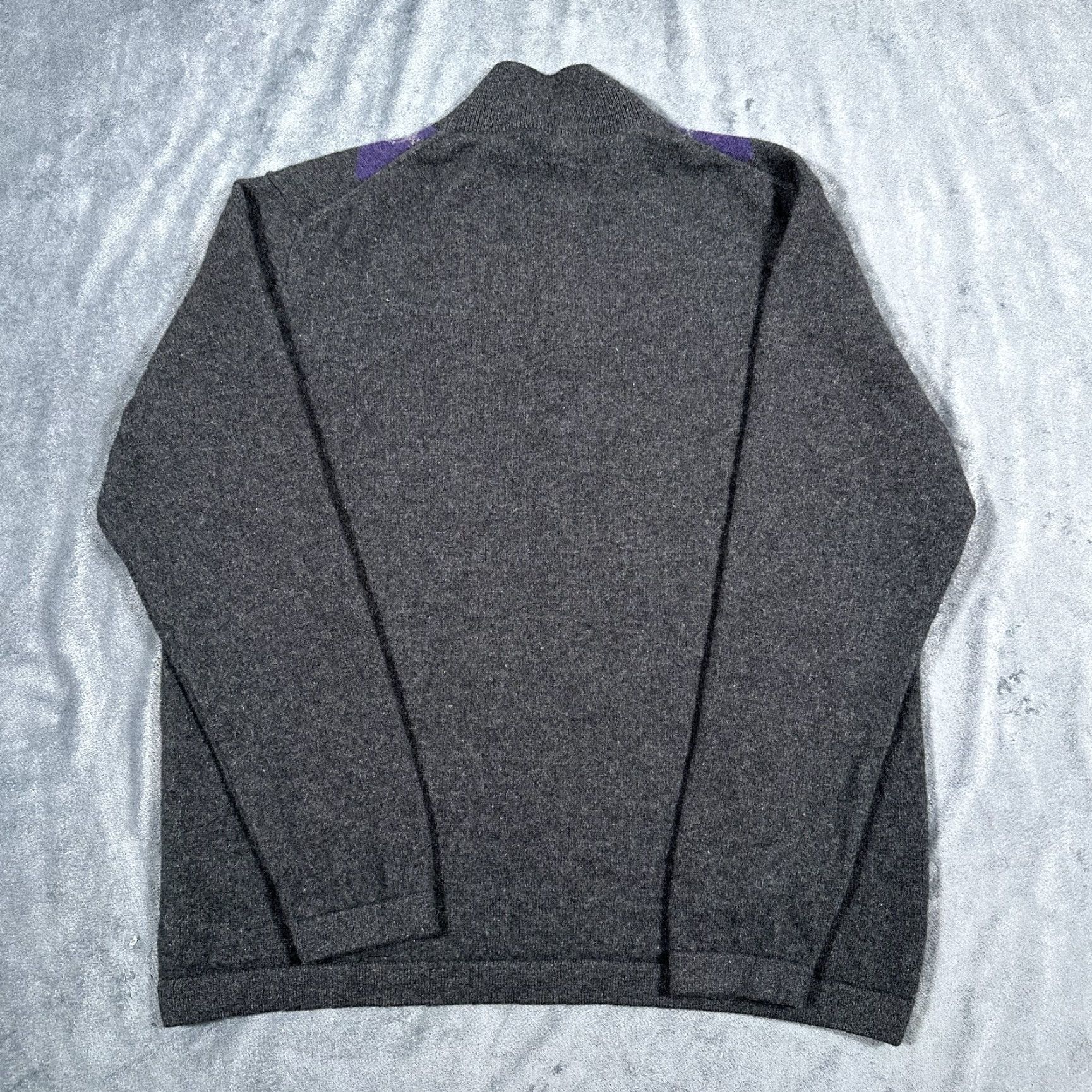 Vintage Vintage Harrison Cashmere Sweater Men XL Gray Argyle 1/4 Zip Pullover Fall Winter Size US XL / EU 56 / 4 - 5 Thumbnail