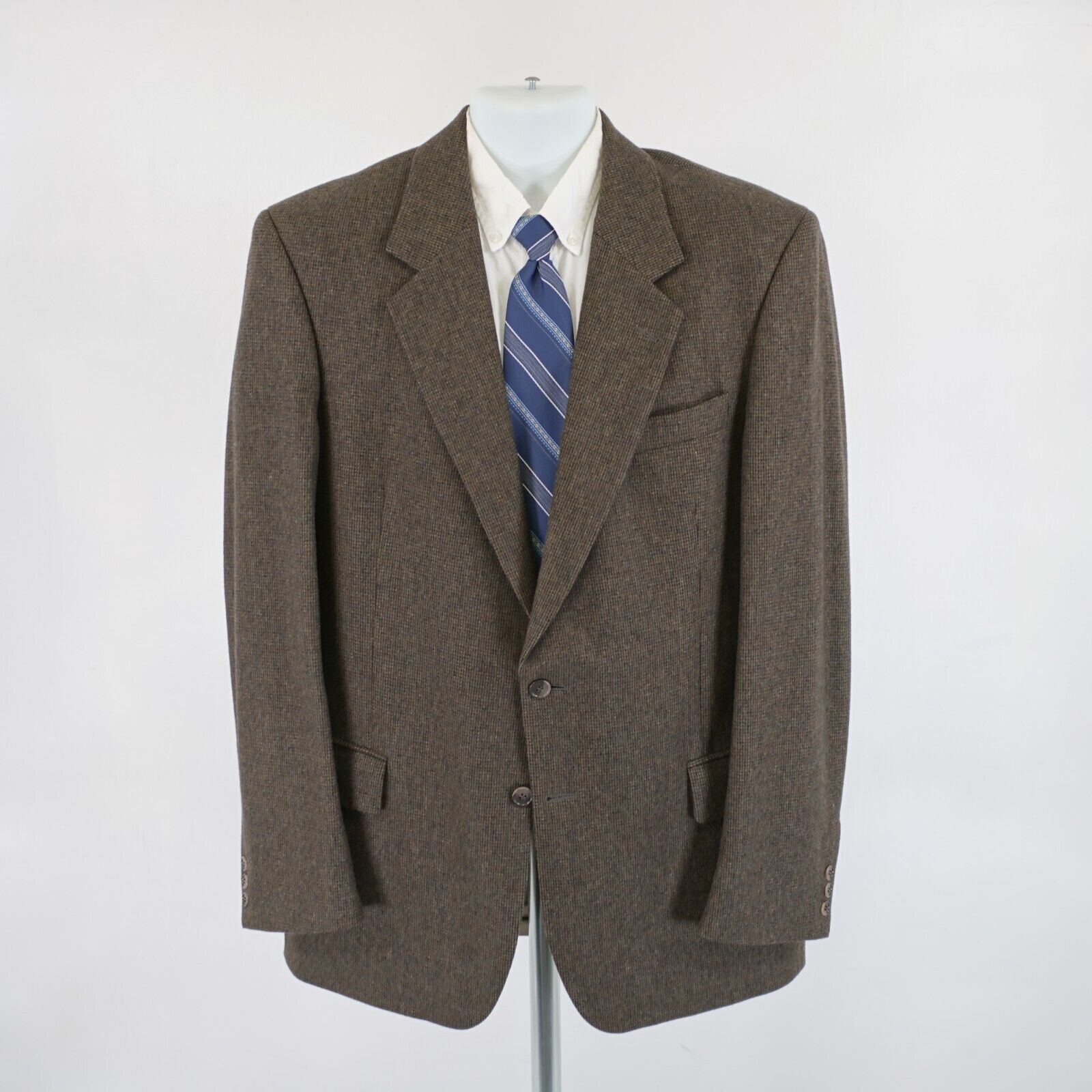John Weitz John Weitz Signature Soft Tweed Wool Camel Hair Brown Blue C Size 40L - 4 Thumbnail
