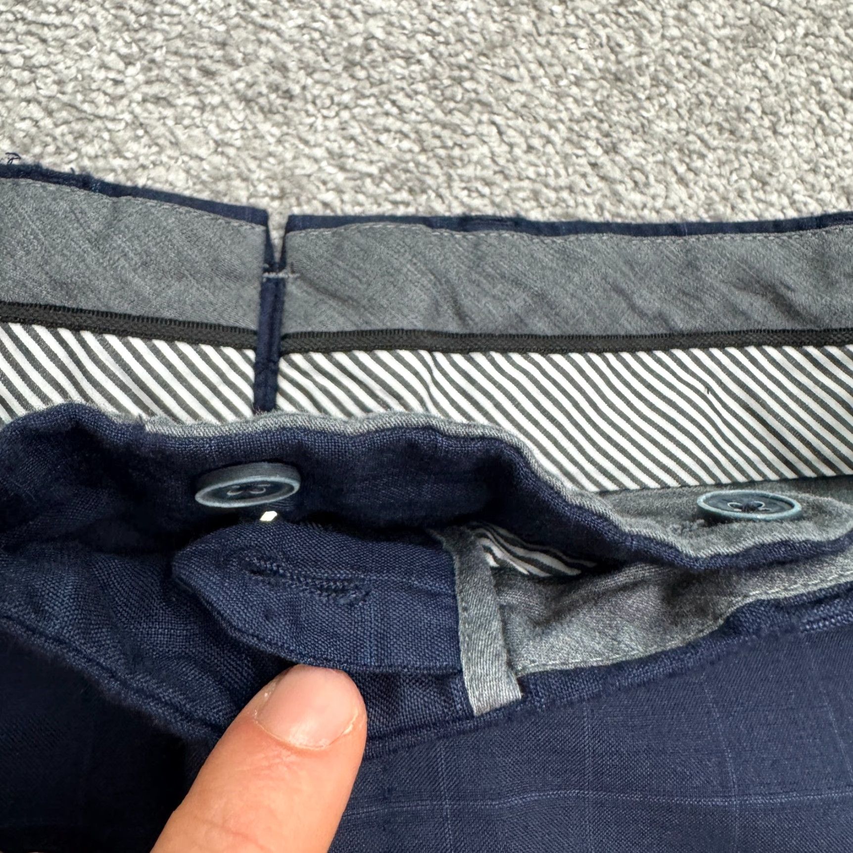 Vintage J. Hillburn Piana Super 170s Wool Silk 600 Dress Pants Men 34x28 Blue Windowpane Size US 34 / EU 50 - 5 Thumbnail