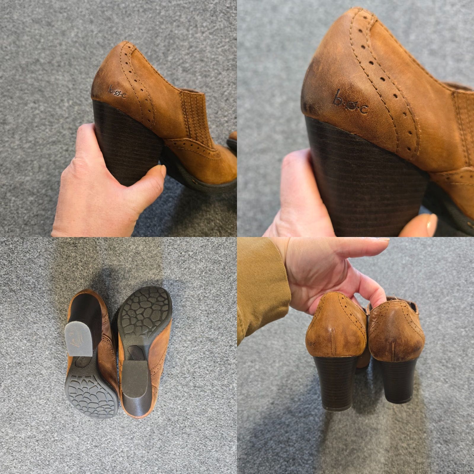Vintage BOC Boots Women Size 8 Brown Leather Booties Short Ankle Heels Casual Bootie M Leather Rubber Size 30" / US 8 / IT 44 - 9 Thumbnail