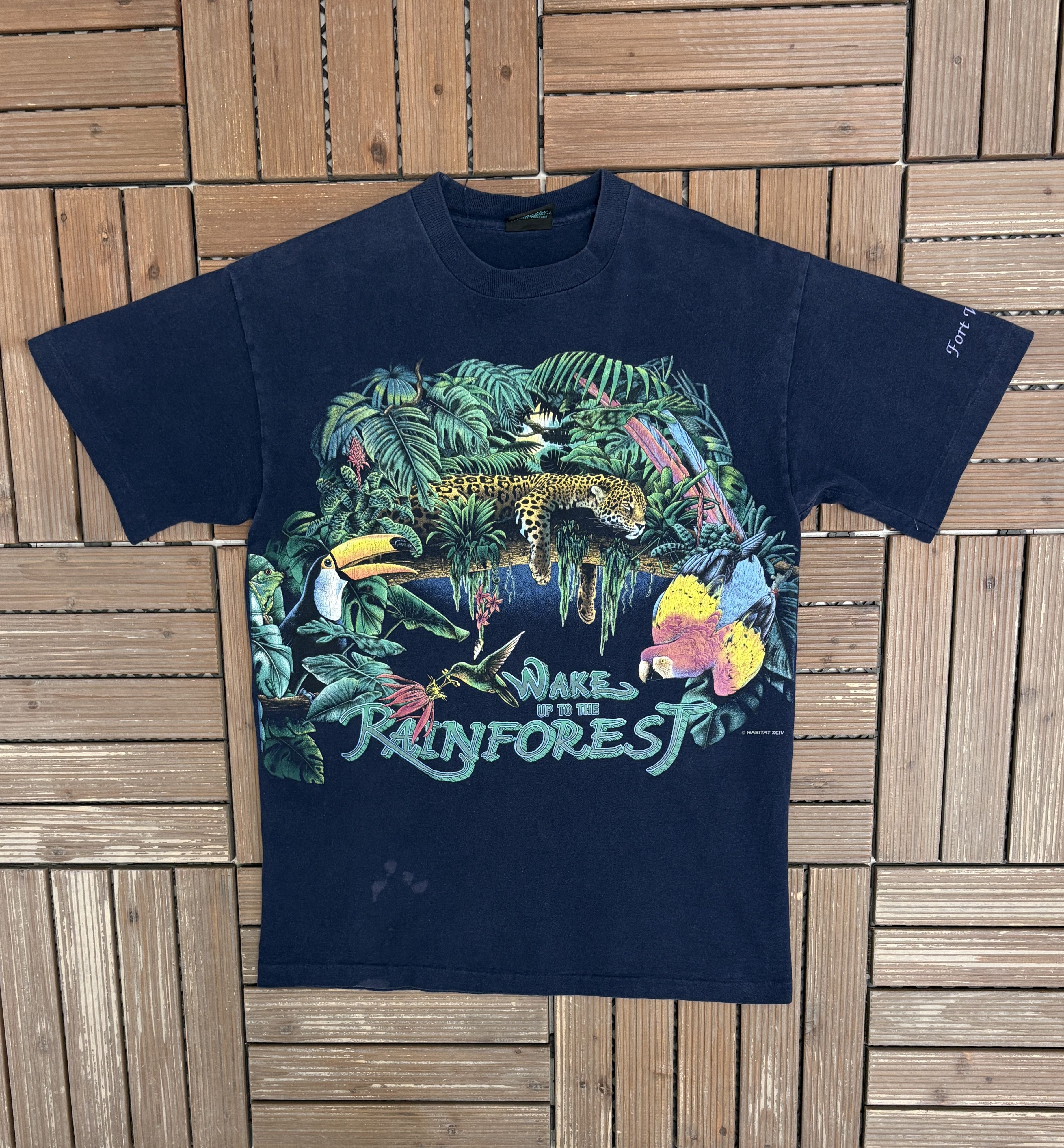 Vintage Wake Up To The Rainforest Vintage Blue T-Shirt Tee Size US M / EU 48-50 / 2 - 1 Thumbnail