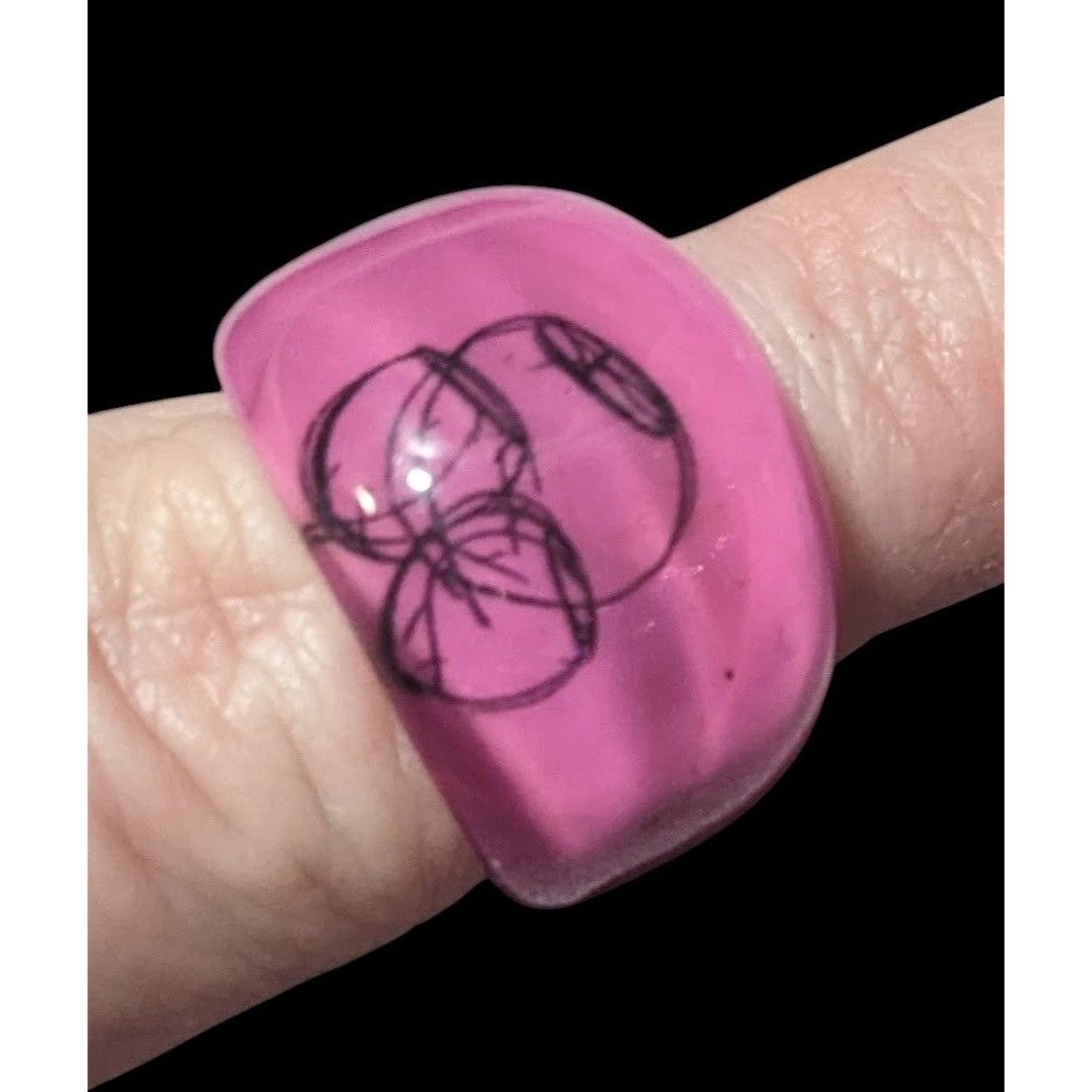 Other Chunky Pink And Black Bubblegum Abstract Ring Size 6 1/4 Size ONE SIZE - 2 Thumbnail