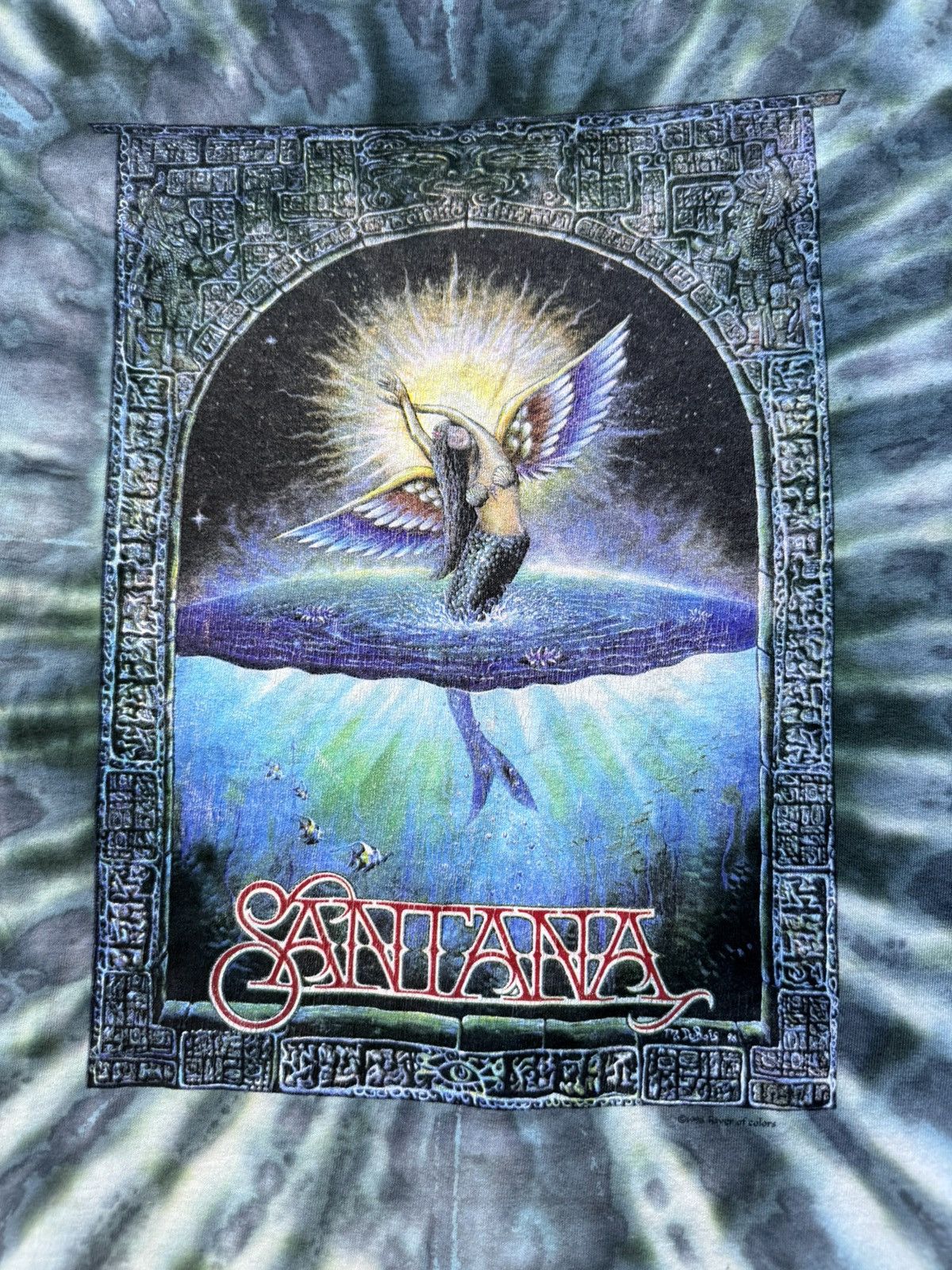 Vintage Vintage 90s SANTANA Tiedye tshirt Size US XL / EU 56 / 4 - 6 Thumbnail