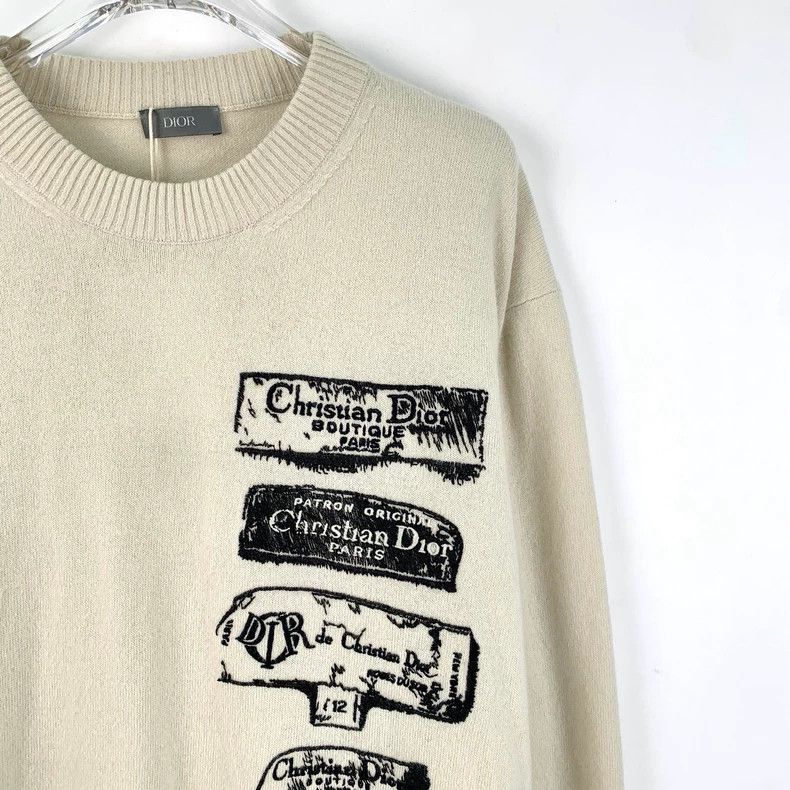 Dior Dior 25 beige logo label printed wool round-neck long-sleev Size US L / EU 52-54 / 3 - 3 Thumbnail