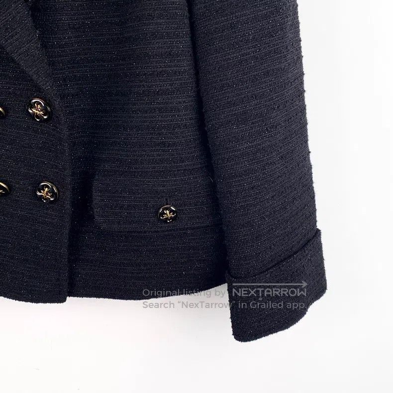Gucci Gucci Black glitter wool lapel double-breasted tweed jacke Size S / US 4 / IT 40 - 4 Thumbnail