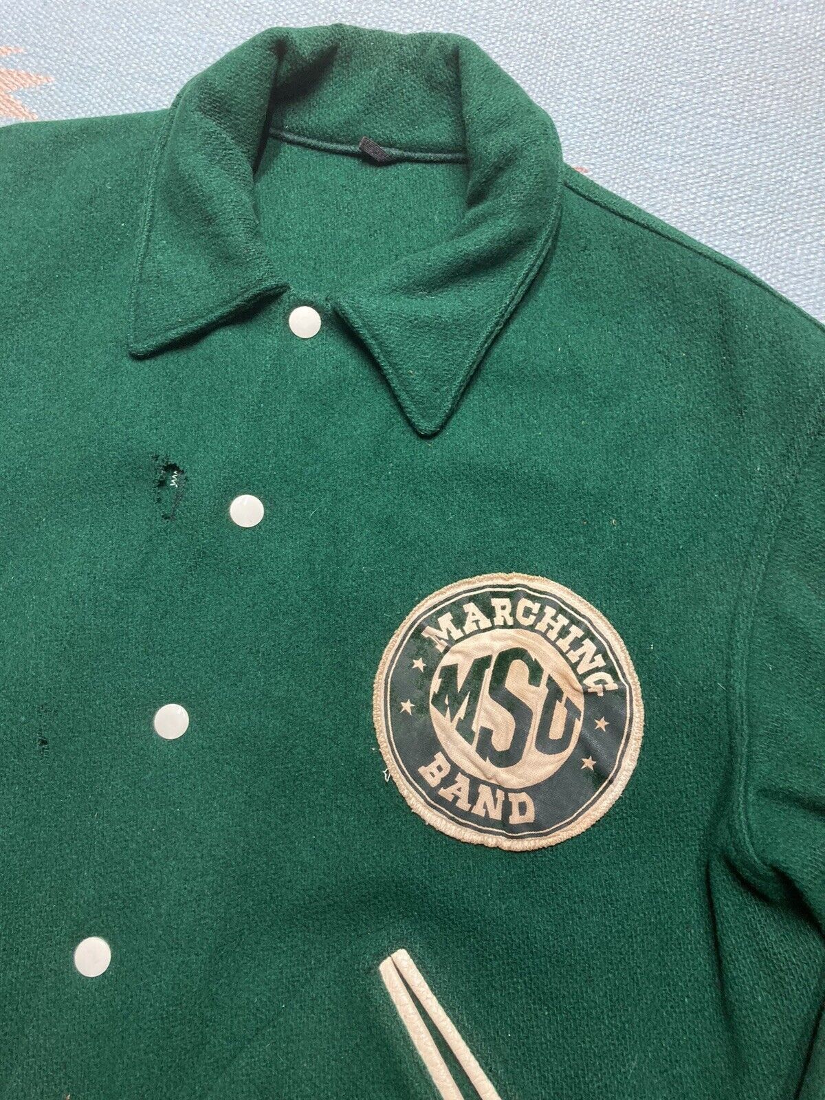 Vintage 1950s wool jacket Michigan State University MSU band L Size US L / EU 52-54 / 3 - 3 Thumbnail