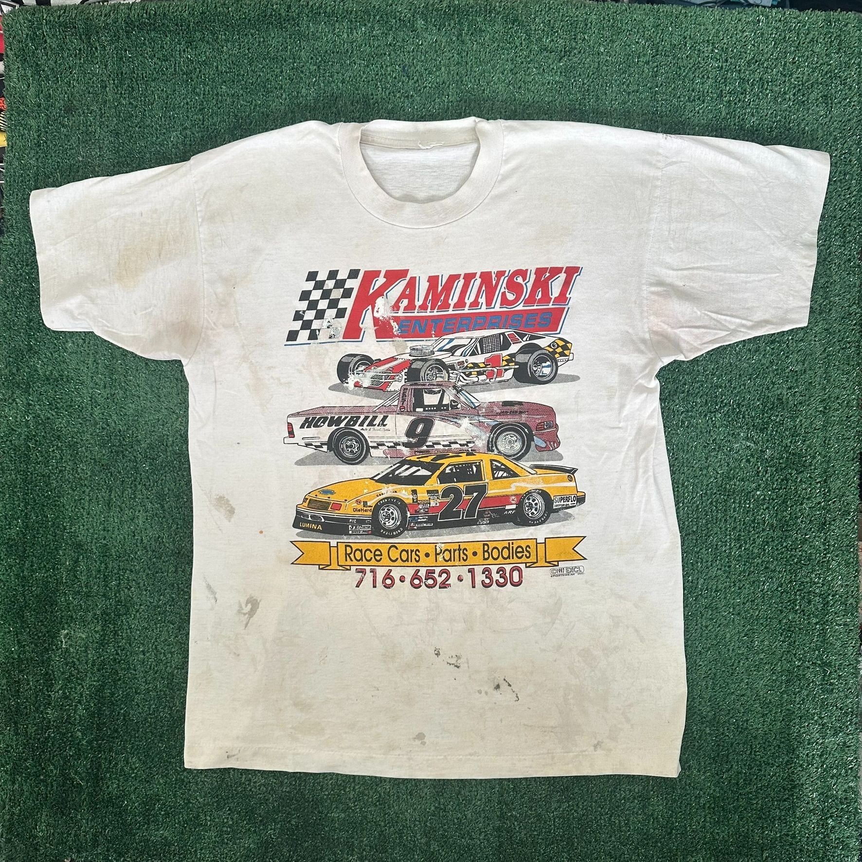 Vintage Vintage 90s Race Cars T-Shirt Auto Racing Single Stitch Tee Size US L / EU 52-54 / 3 - 1 Thumbnail