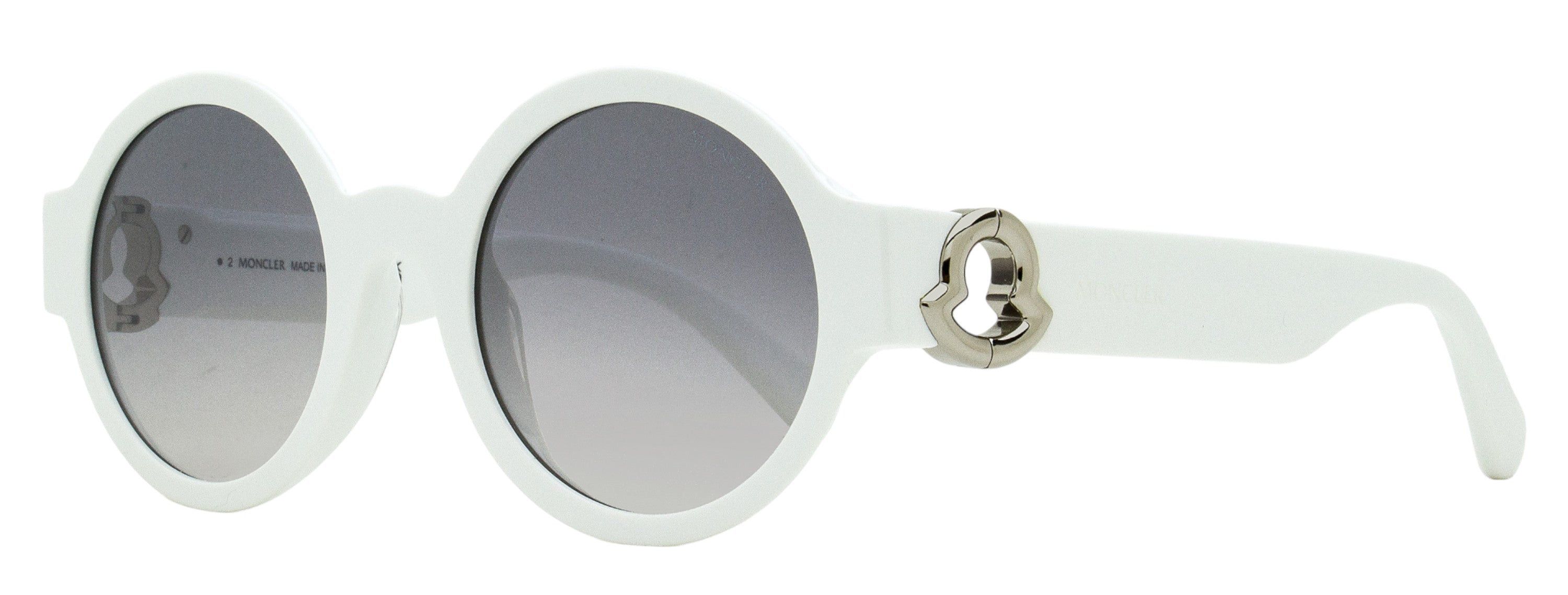 Moncler Atriom Round Sunglasses ML0243 21C White 51mm Sunglasses Moncler ML 0243 Atriom 01A Shiny Blac, Gunmetal  main image 4