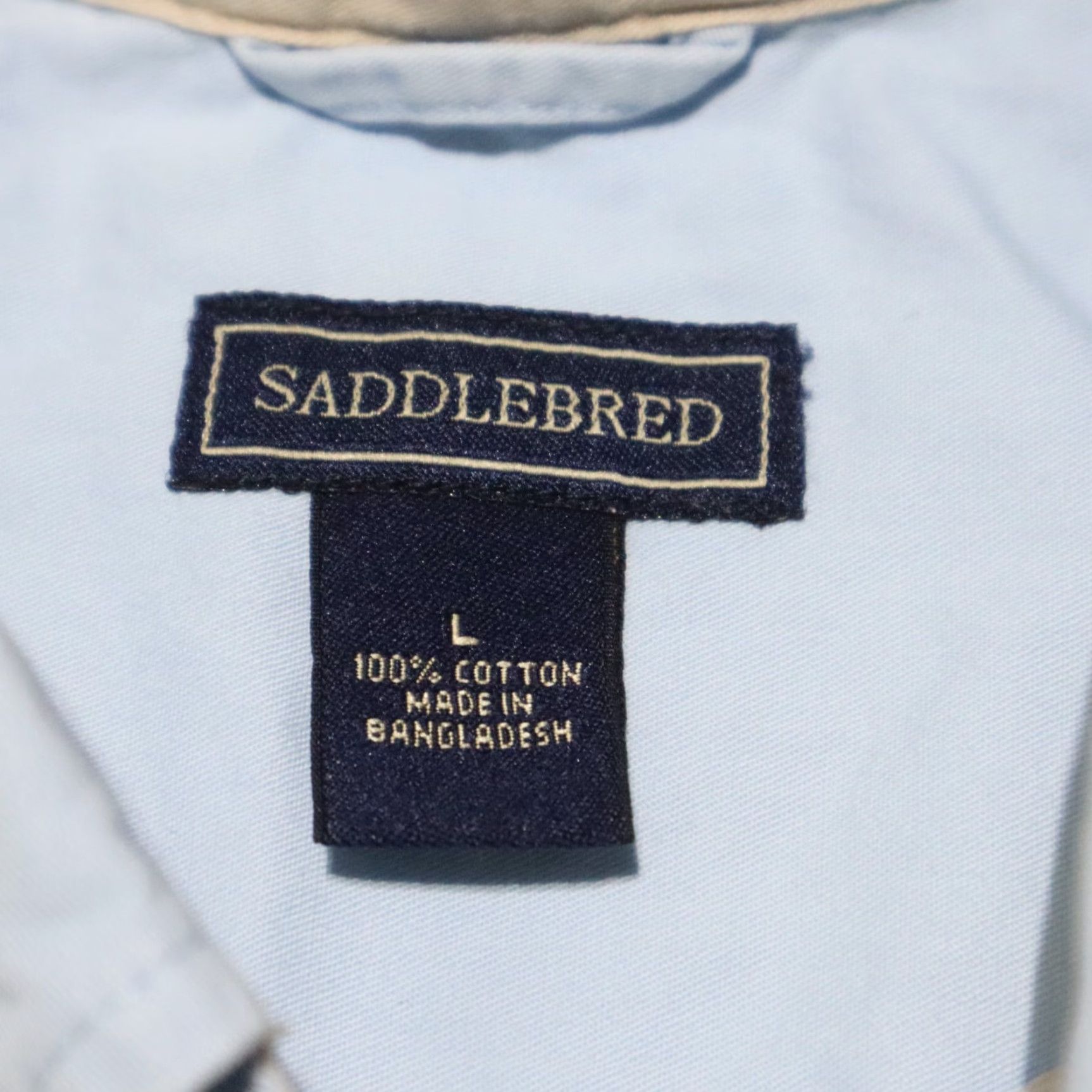Vintage VINTAGE Saddlebred Men's Shirt Short Sleeve Button-Up Collared Cotton Light Blue Large Size US L / EU 52-54 / 3 - 3 Thumbnail
