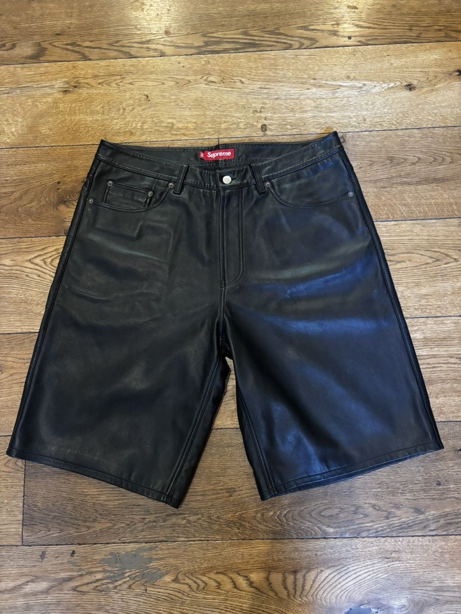 Supreme Supreme Black Leather Baggy shorts | Grailed