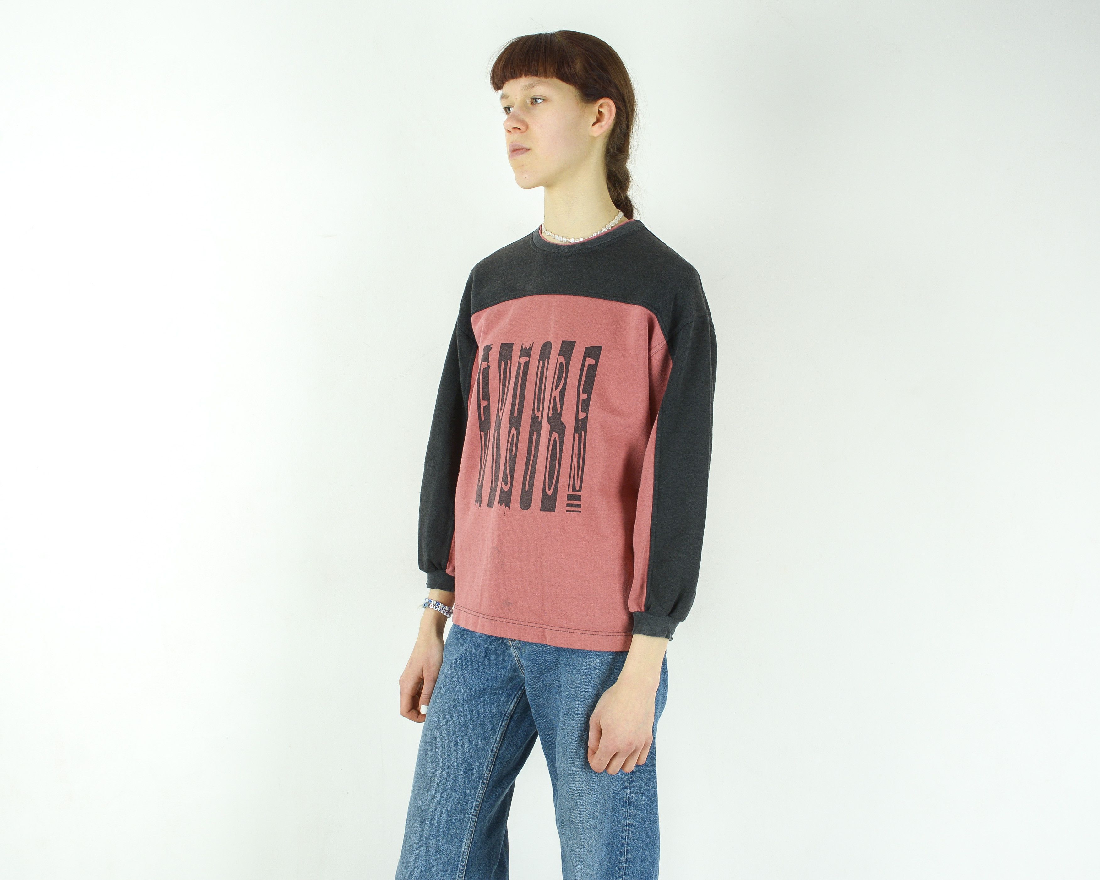 Other × Vintage Future Vision Pullover Jumper Sweatshirt 3/4 Sleeves Sweater Size S / US 4 / IT 40 - 2 Thumbnail