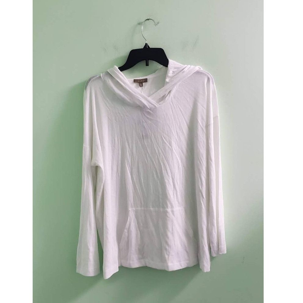 Lilla P Lightweight Easy Hoodie Sweatshirt Gauze Knit White