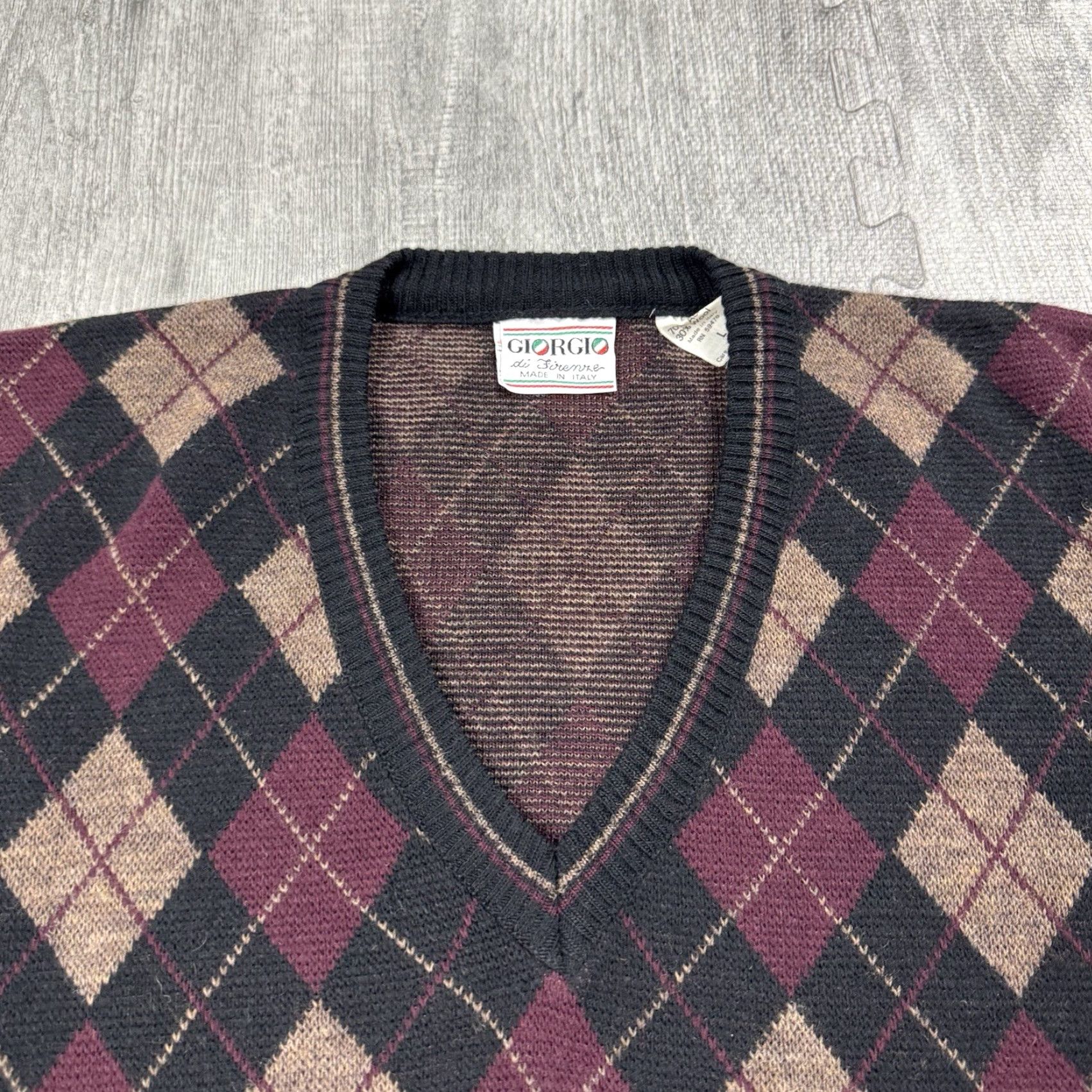 Vintage VINTAGE Giorgio Di Firenze Argyle Diamond Knit Sweater Men's Large Italy Fall Winter Casual Preppy Pullover Size US L / EU 52-54 / 3 - 2 Thumbnail