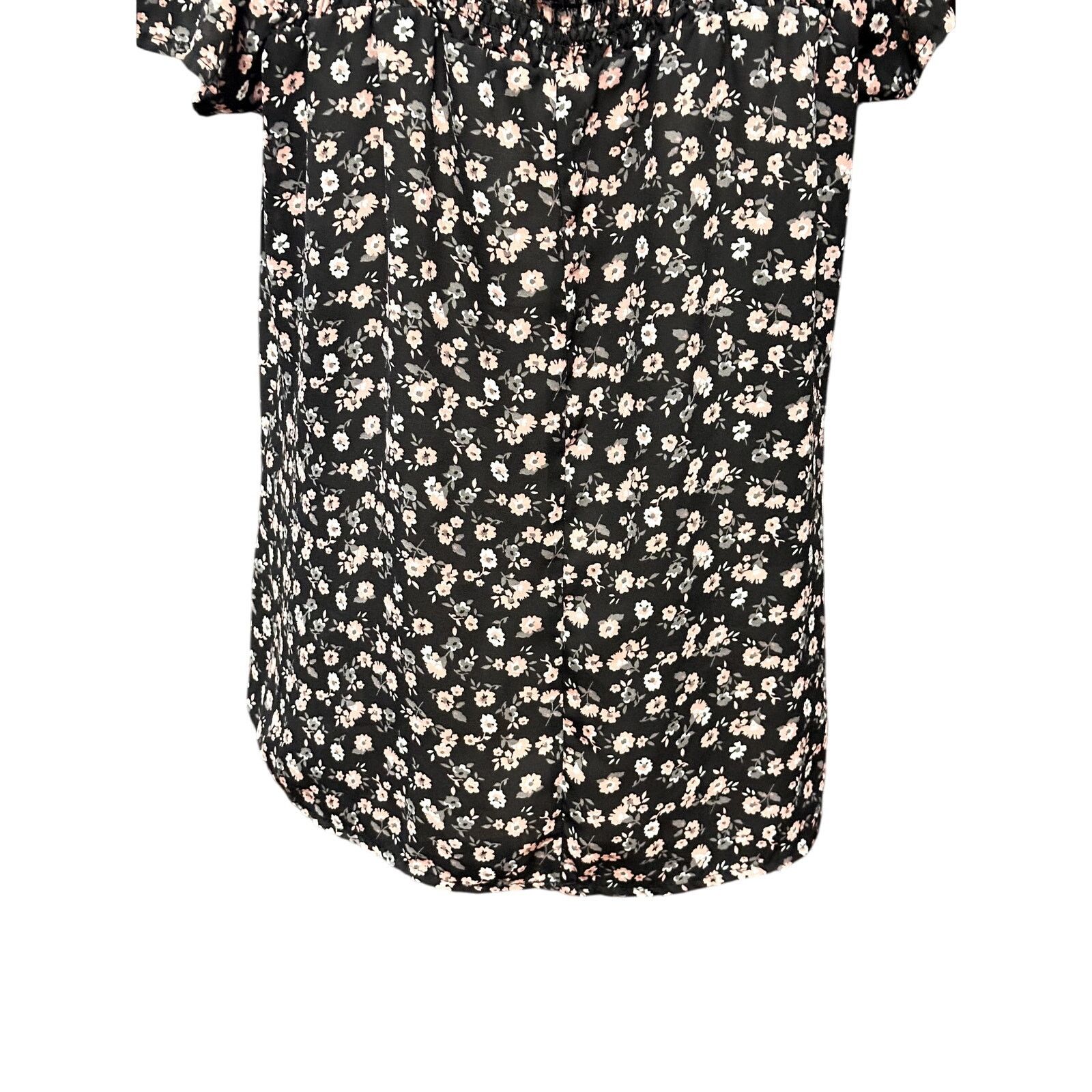 Other No Boundaries Blouse Floral Button Down Black White L 11/13 Size L / US 10 / IT 46 - 6 Thumbnail