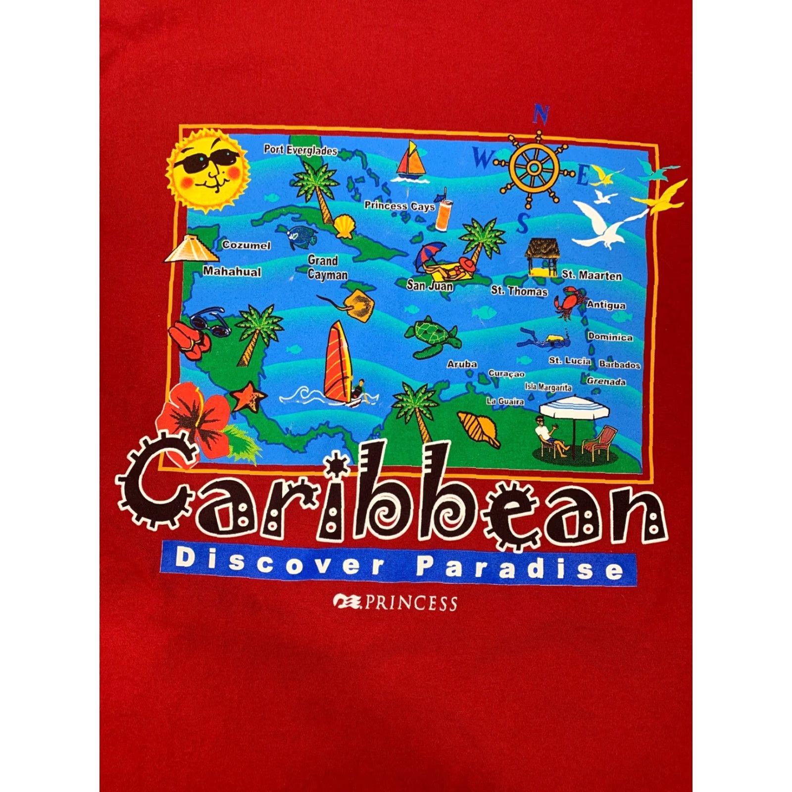 Vintage Princess Caribbean Graphic T Shirt Short Sleeve Red Size L Men Crew Neck Size US L / EU 52-54 / 3 - 2 Thumbnail
